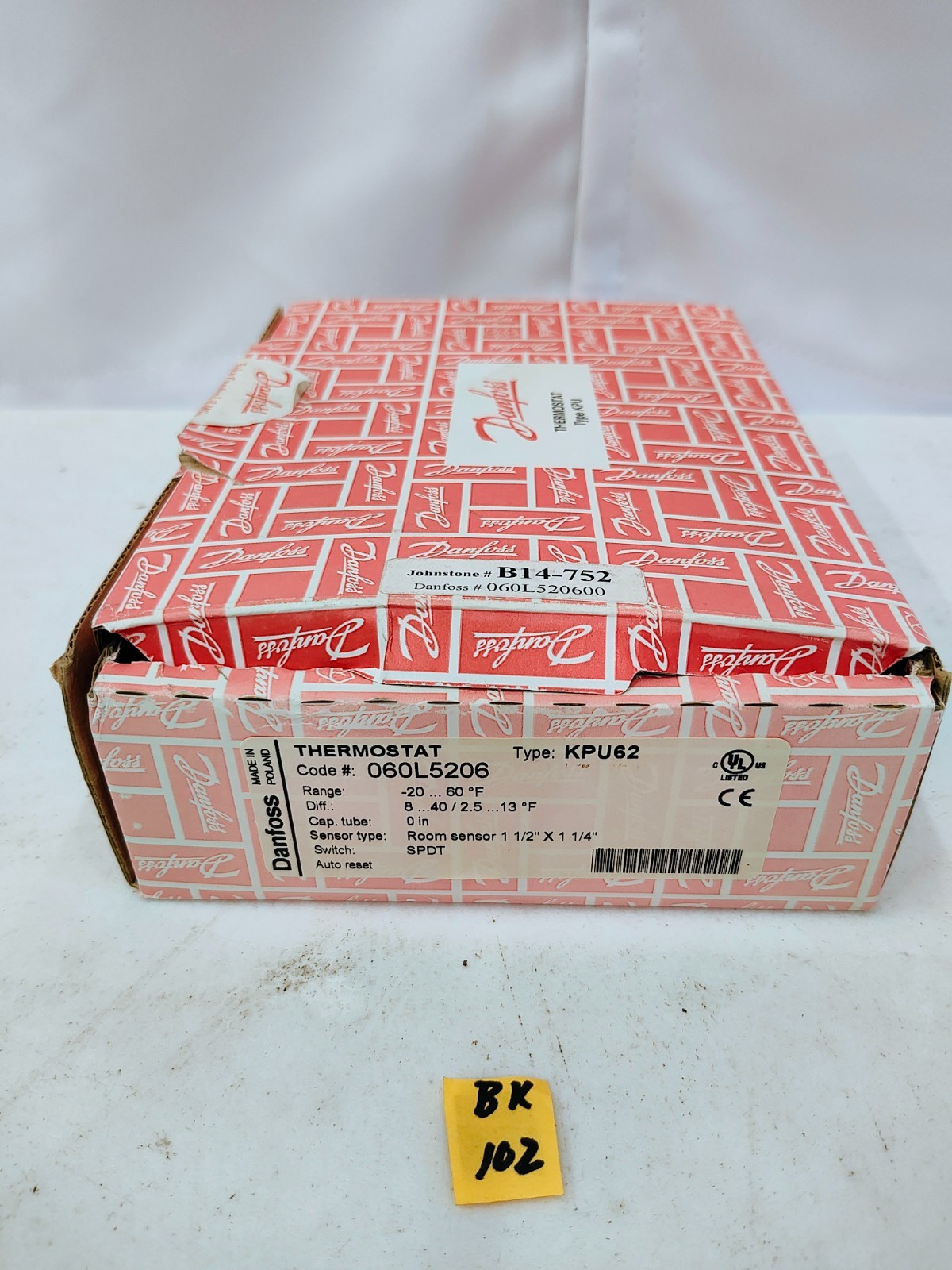 Danfoss 060L5206 Temperature Controller -20/60F KPU62