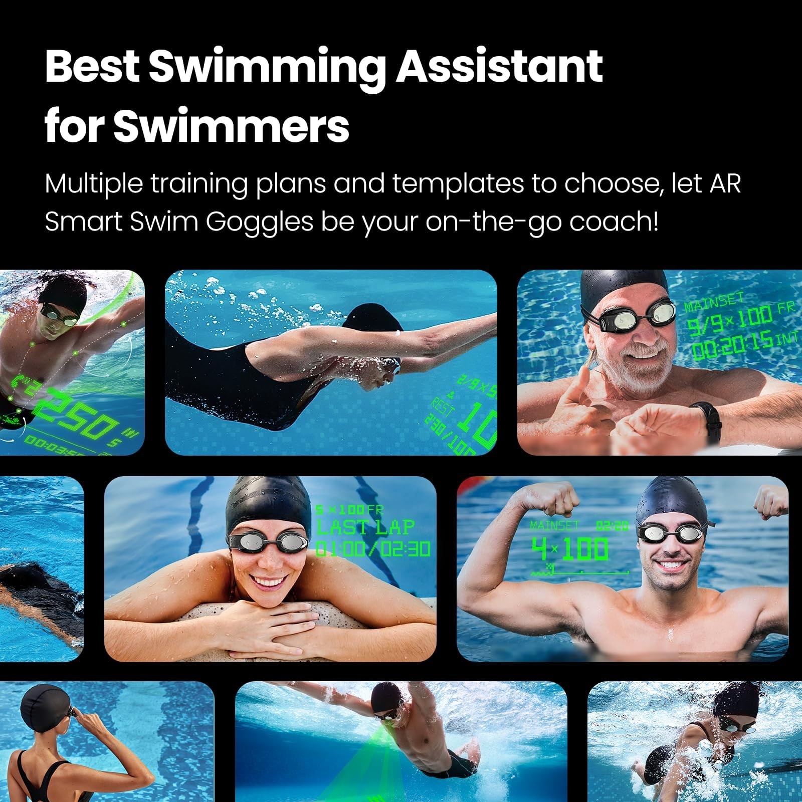 Smart Swim Goggles 2PRO, AR Real-Time Display, Data Tracking & Training Plans...