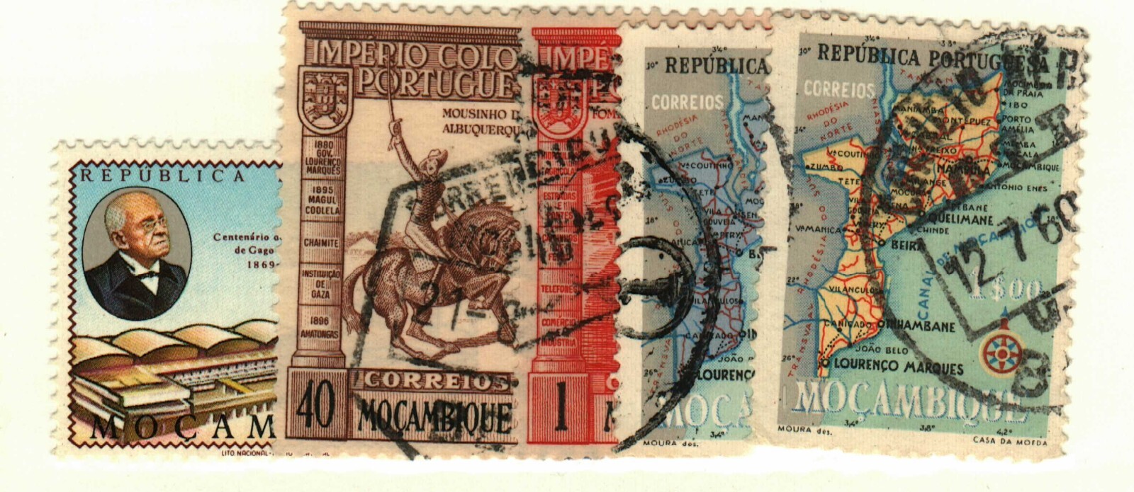 Mozambique #277, 389-90 used, 484 MH