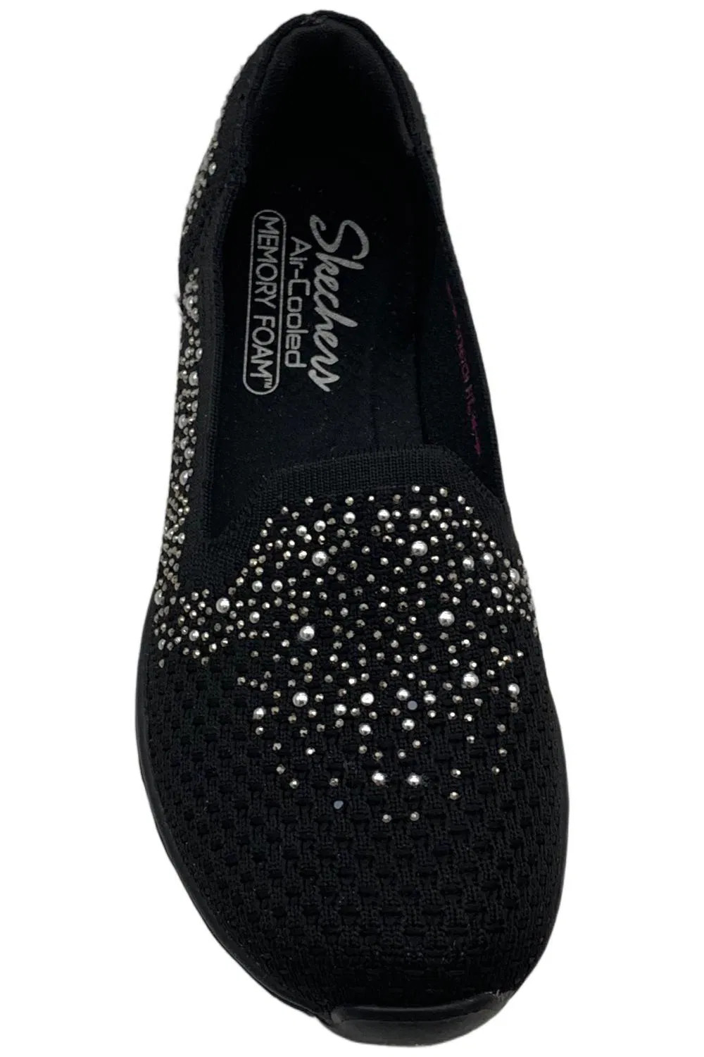 Skechers Seager Vegan Sparkle Knit Scalloped Slip-Ons Black