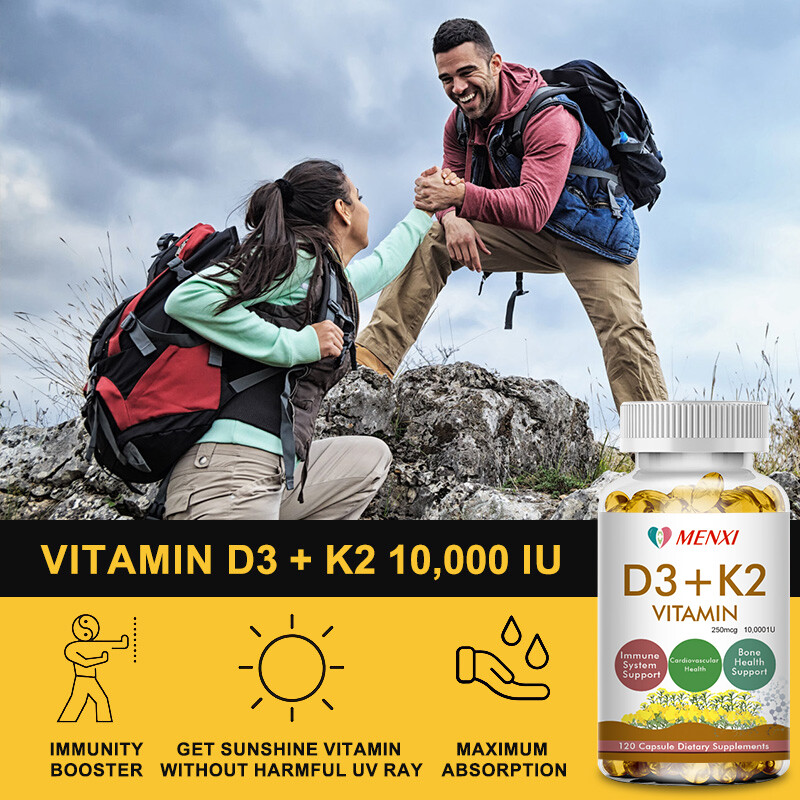 Vitamin D3 & K2 10,000IU MK7 Softgels For Bone Blood Heart Health Immune Support