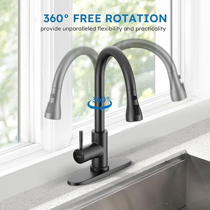 Kitchen Sink Faucet Pull Down Sprayer Swivel Single Handle Pull Out Mixer Taps