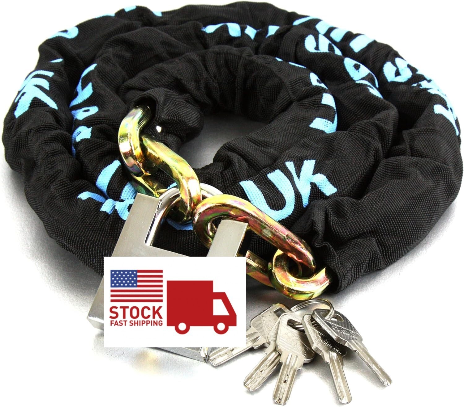 3 Feet Bike Chain Lock Heavy Duty Anti Theft Security Chain Lock w/4 Keys 8mmX90