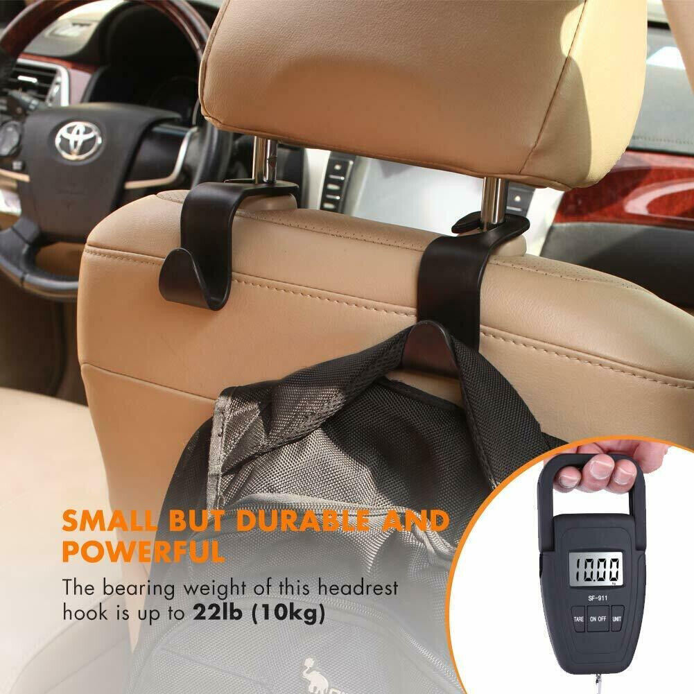 4Pcs Car Seat Back Headrest Hooks Hanger Holder Hook for Bag Purse Cloth Grocery