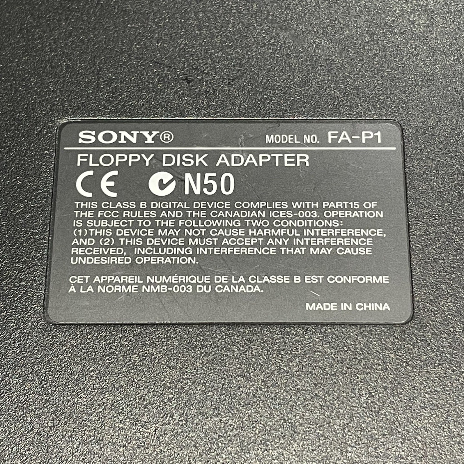 Sony FA-P1 External Floppy Disk Drive With PCMCIA Adapter