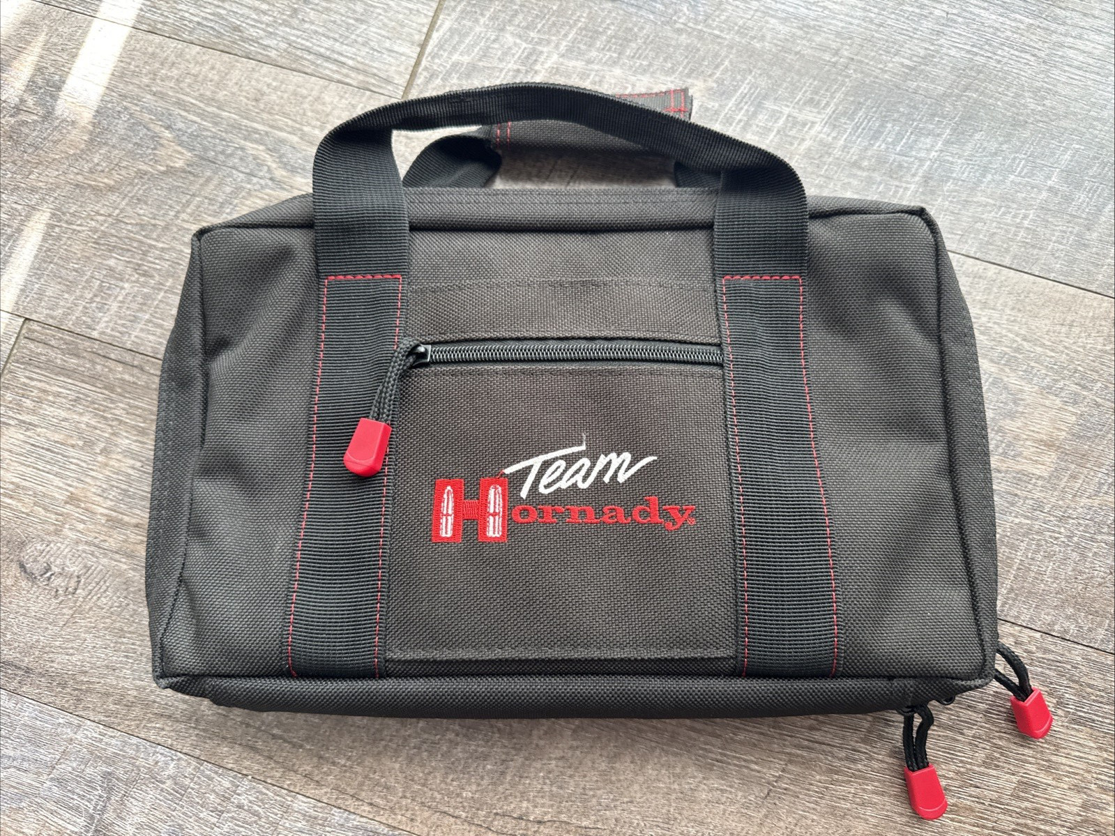 Team Hornady Durable Nylon 2 Pistol Range Bag Black With Red Logo