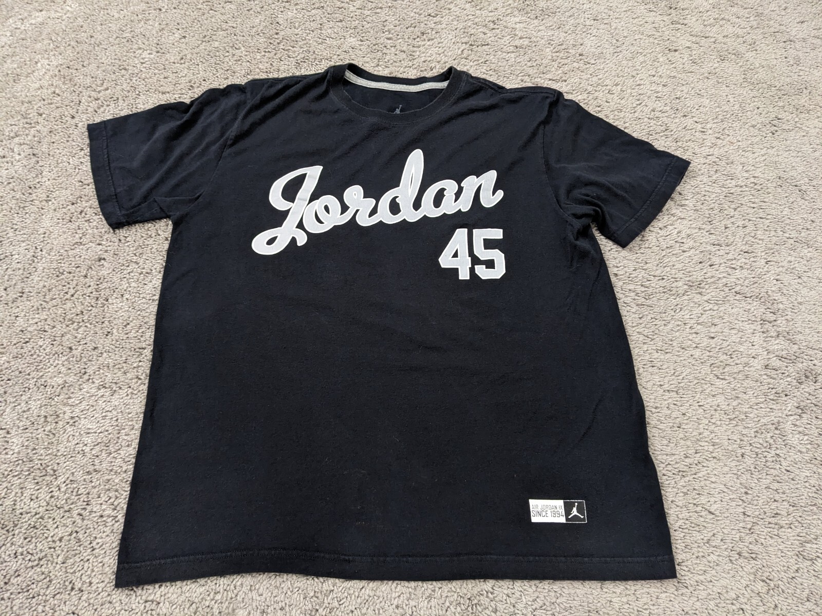 Jordan 45 T-Shirt Mens Large Birmingham Barons Black Short Sleeve Jordan IX