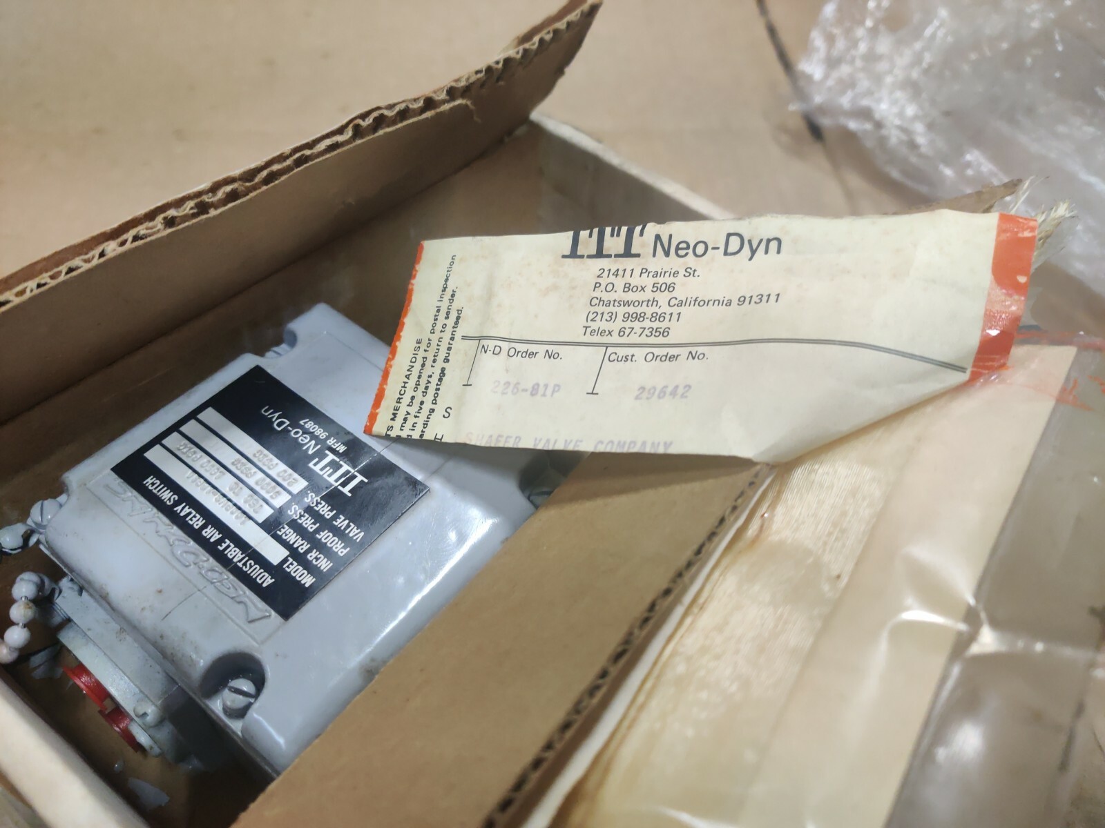 NEW ITT Neo-Dyn 100PV312F3A Adjustable Air Relay Switch