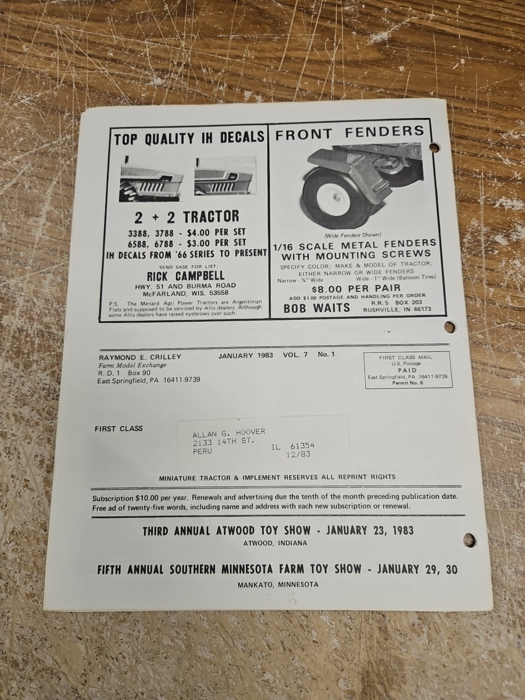 Miniature Tractor & Implement Magazine Jan 1983 John-Deere-Lanze W. Germany