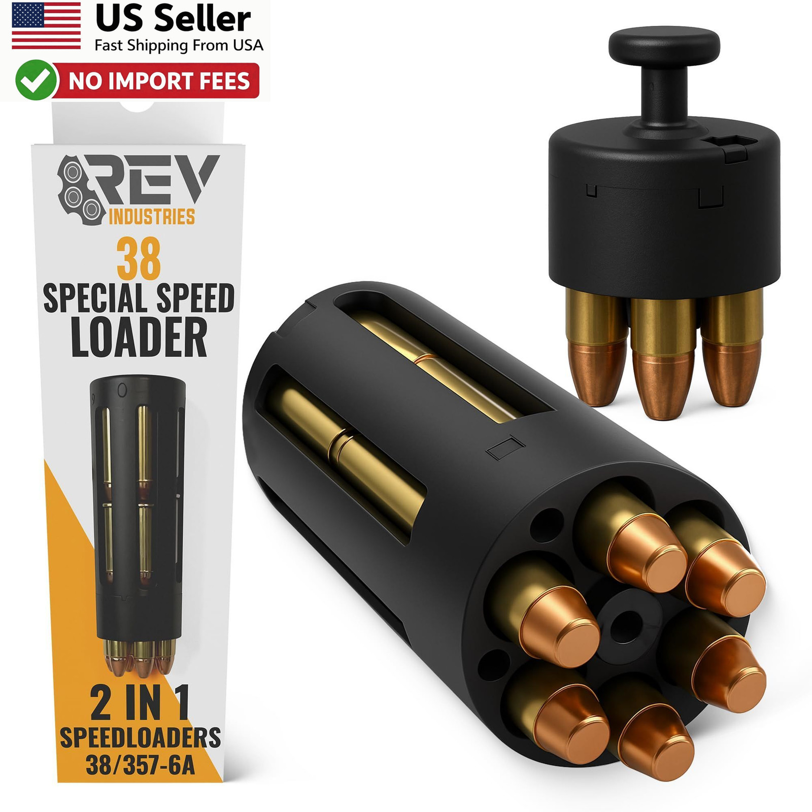 38 Special .357 Magnum 6-Cylinder Speed Loader 18-Round Push Button FROM USA