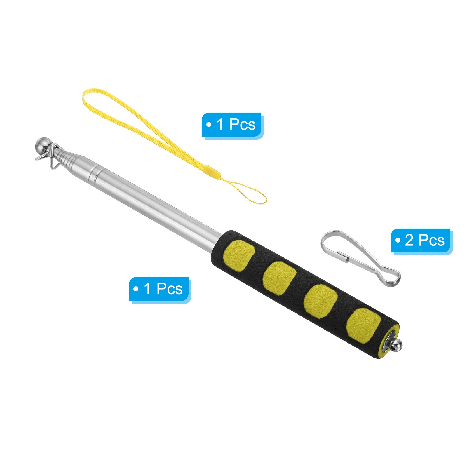 1.6M/5.2ft Telescopic Handheld Flagpole 1Set Pointer Stick Sponge Handle Yellow