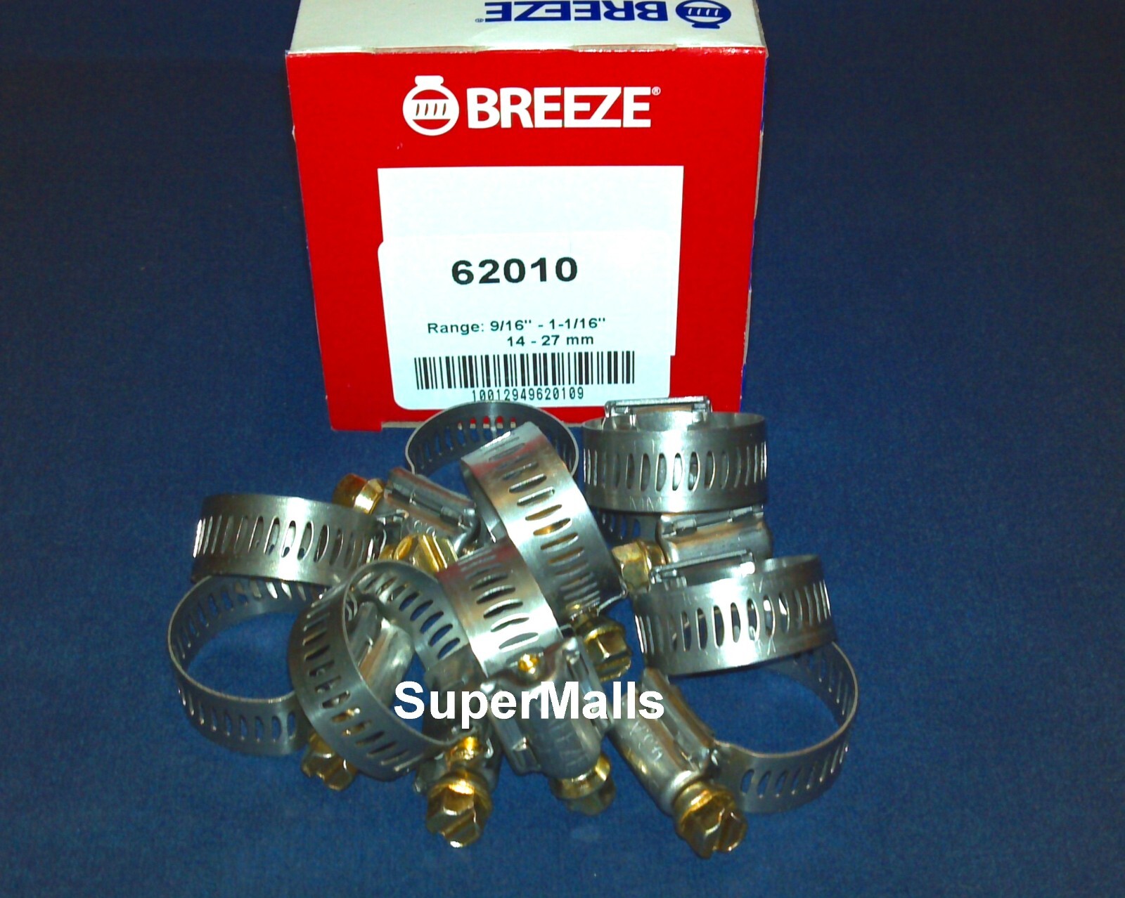 HOSE CLAMPS STAINLESS STEEL BAND #10 9/16" to 1-1/16" 1/2 Wide Band USA