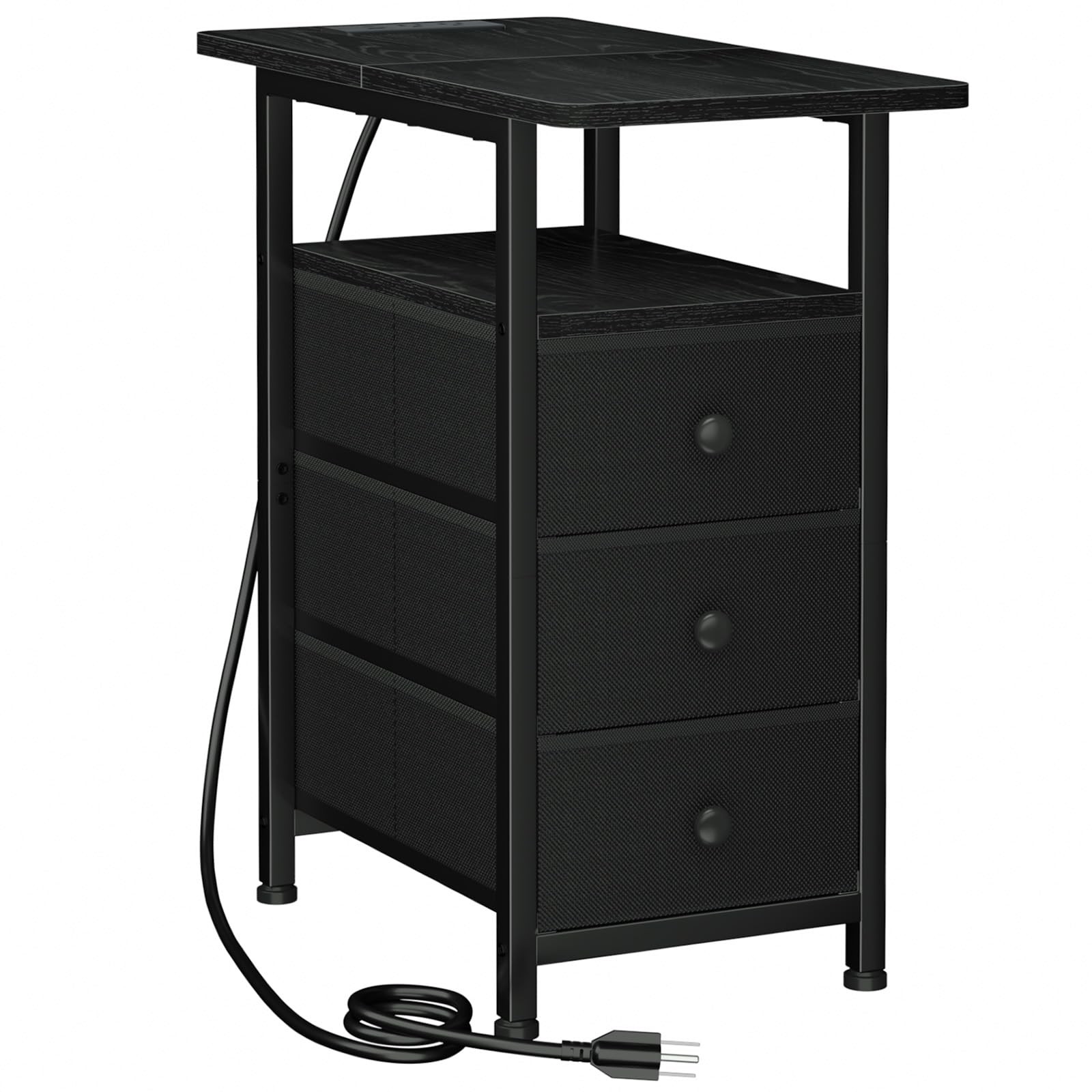 End Tables Living Room with Charging Station, Narrow Side Table with USB Port...