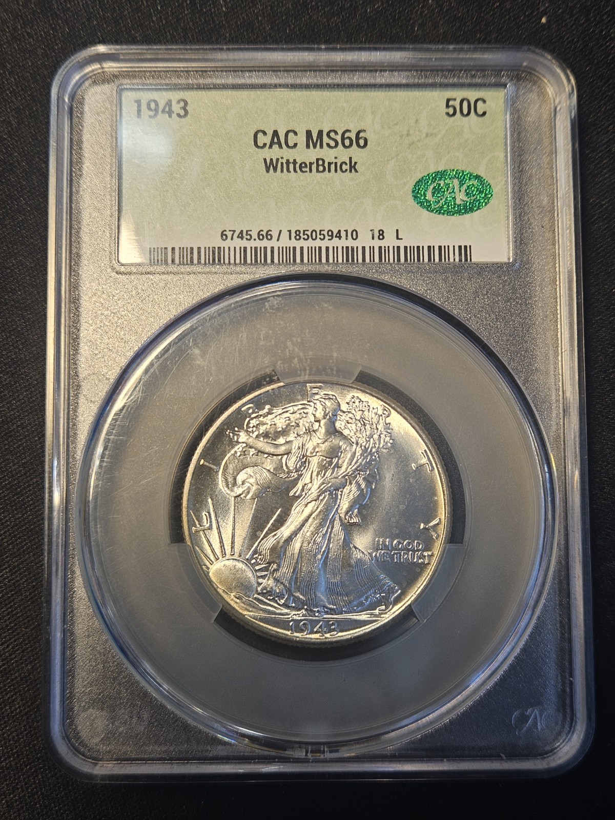 1943 CAC MS66 Walking Liberty Half Dollar