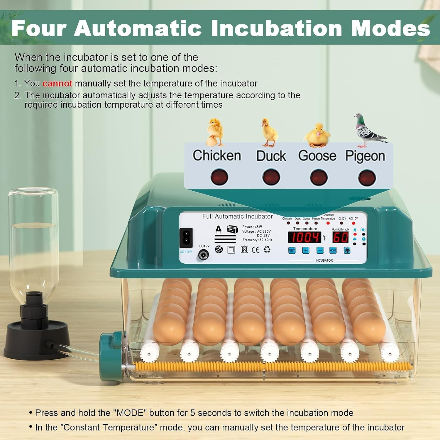 Effortless 36-Egg Incubator: Precision Temperature & Auto-Turning Features