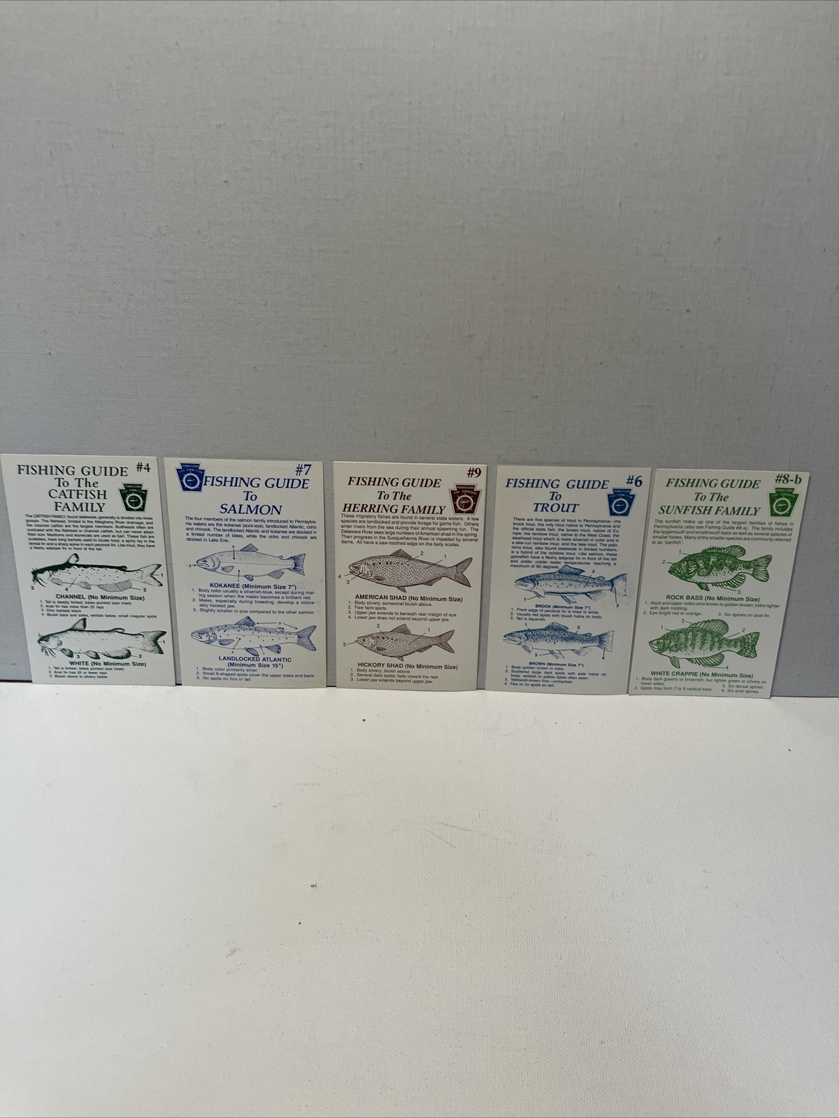 Pennsylvania Fish Commission Fishing Guide Set of 5 Cards Free Shipping