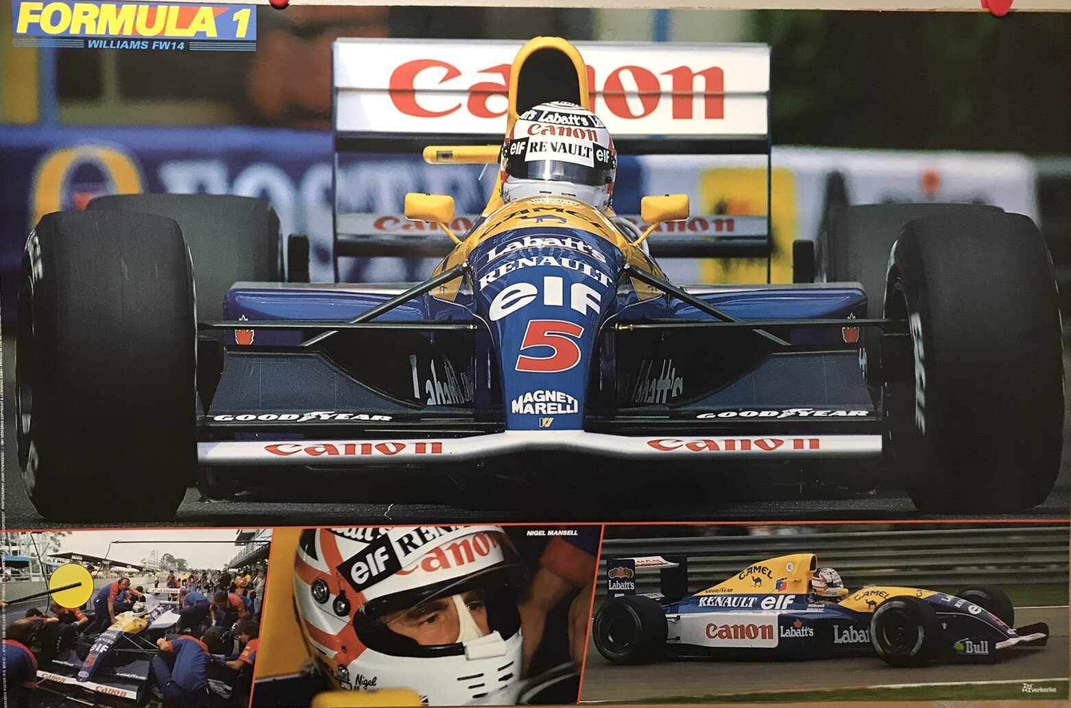 Nigel Mansell 1991 F1 FW 14World Motor Racing Champion 1st On Ebay! Car Poster!!