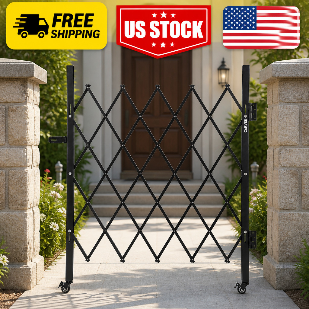 6FT Expandable Barrier Guard Rail - Folding Steel Security Gate with 360° Safety