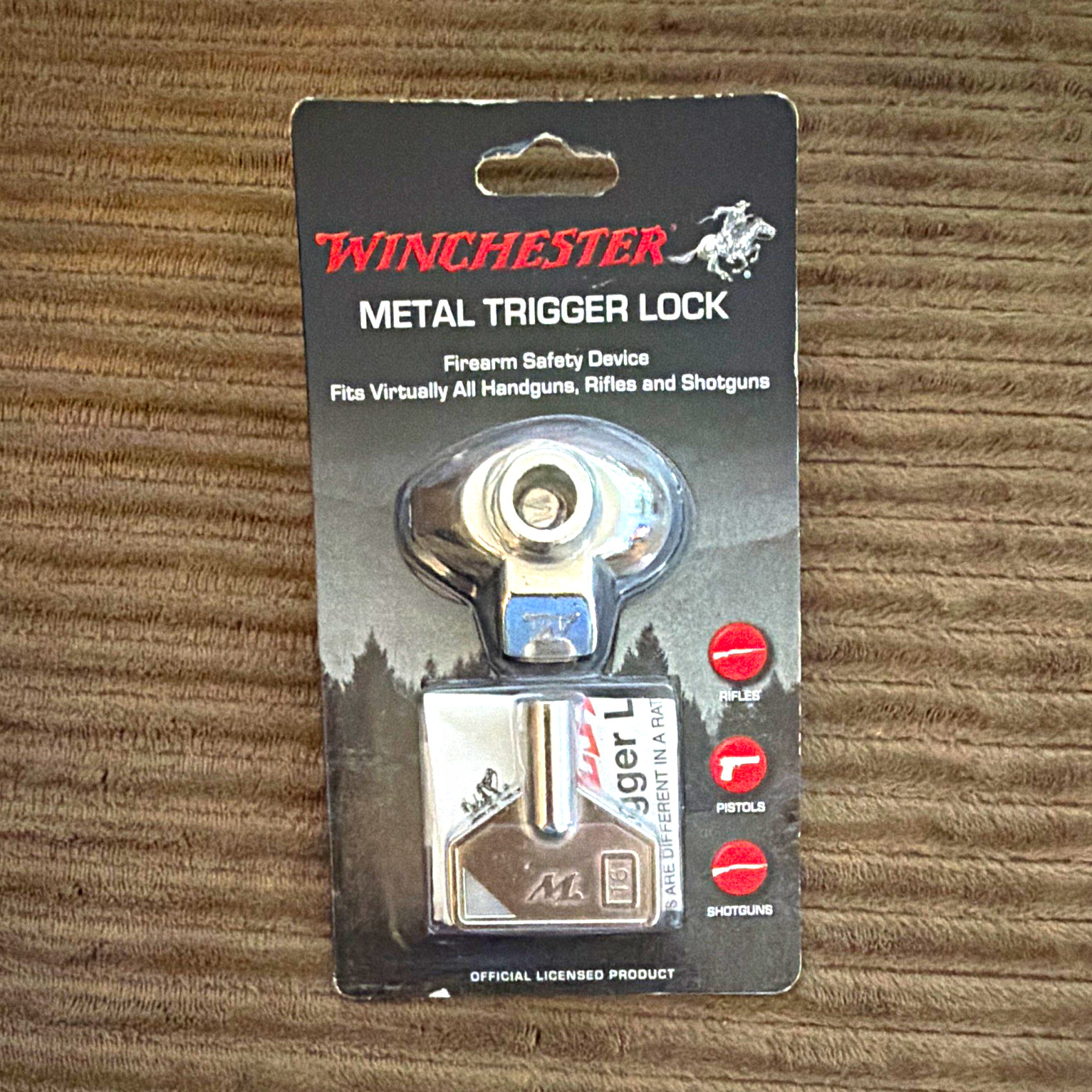 Winchester Silver Metal Trigger Gun Lock w/ 2 Keys for Pistol Rifle Shotgun