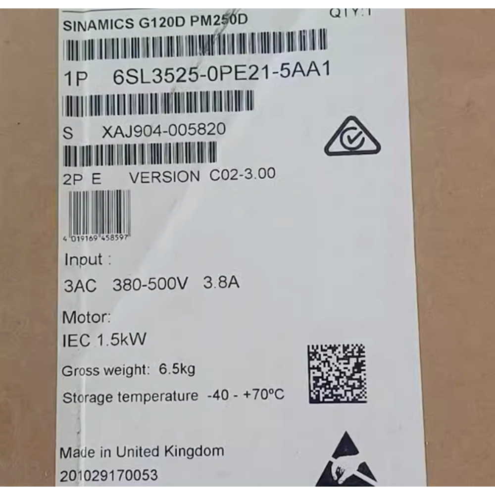 6SL3525-0PE21-5AA1 Siemens Brand-New in Box 1PCS Power Module 1.5KW Spot Goods