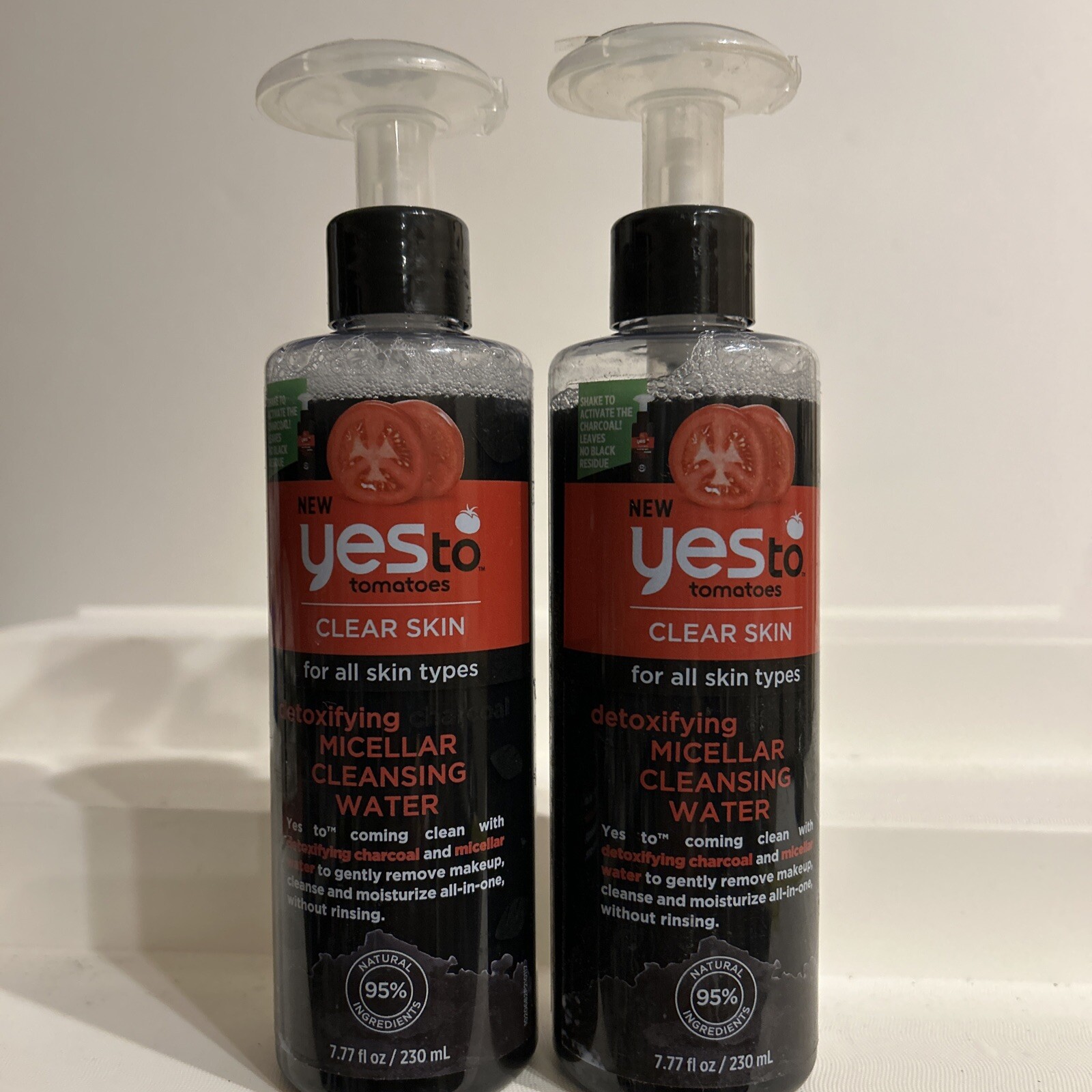 2 pack Yes To Tomatoes Detoxifying Charcoal Micellar Cleansing Water 7.77 fl oz