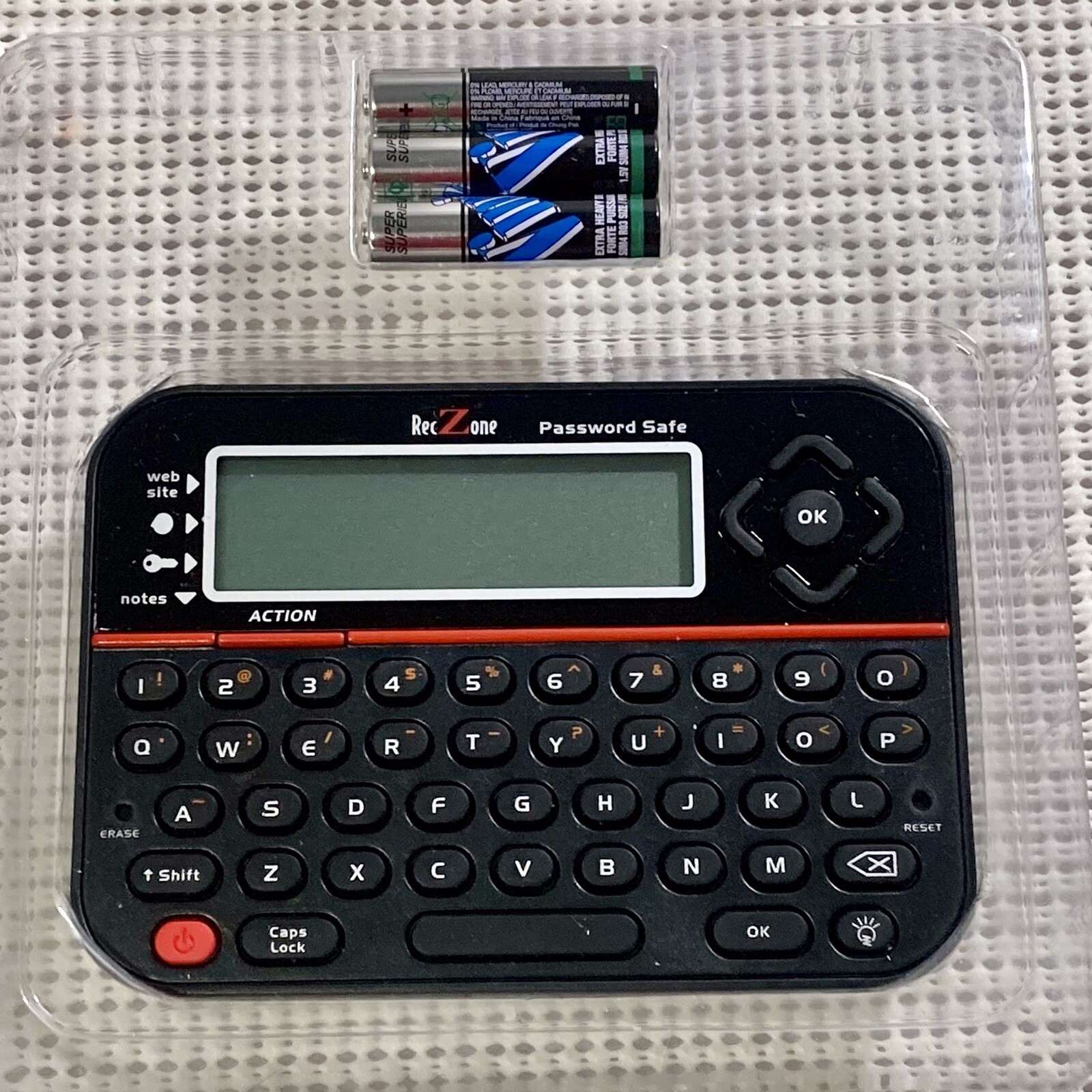 RecZone Password Safe Model 595 w Backlit LCD Built-In Memory Storage Works