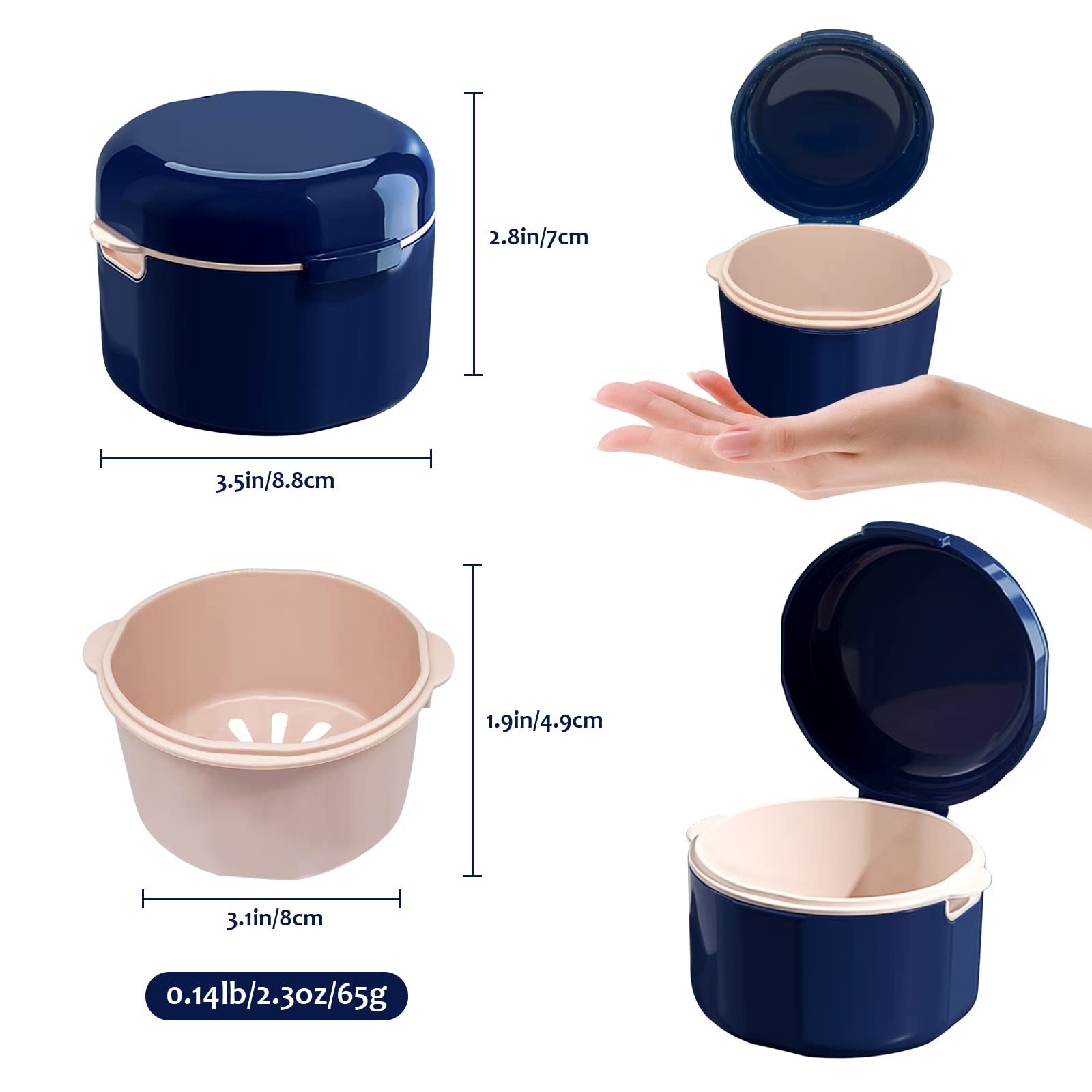 Denture Cup, Denture Bath, Denture Cups for Soaking Dentures, Denture Case wi...