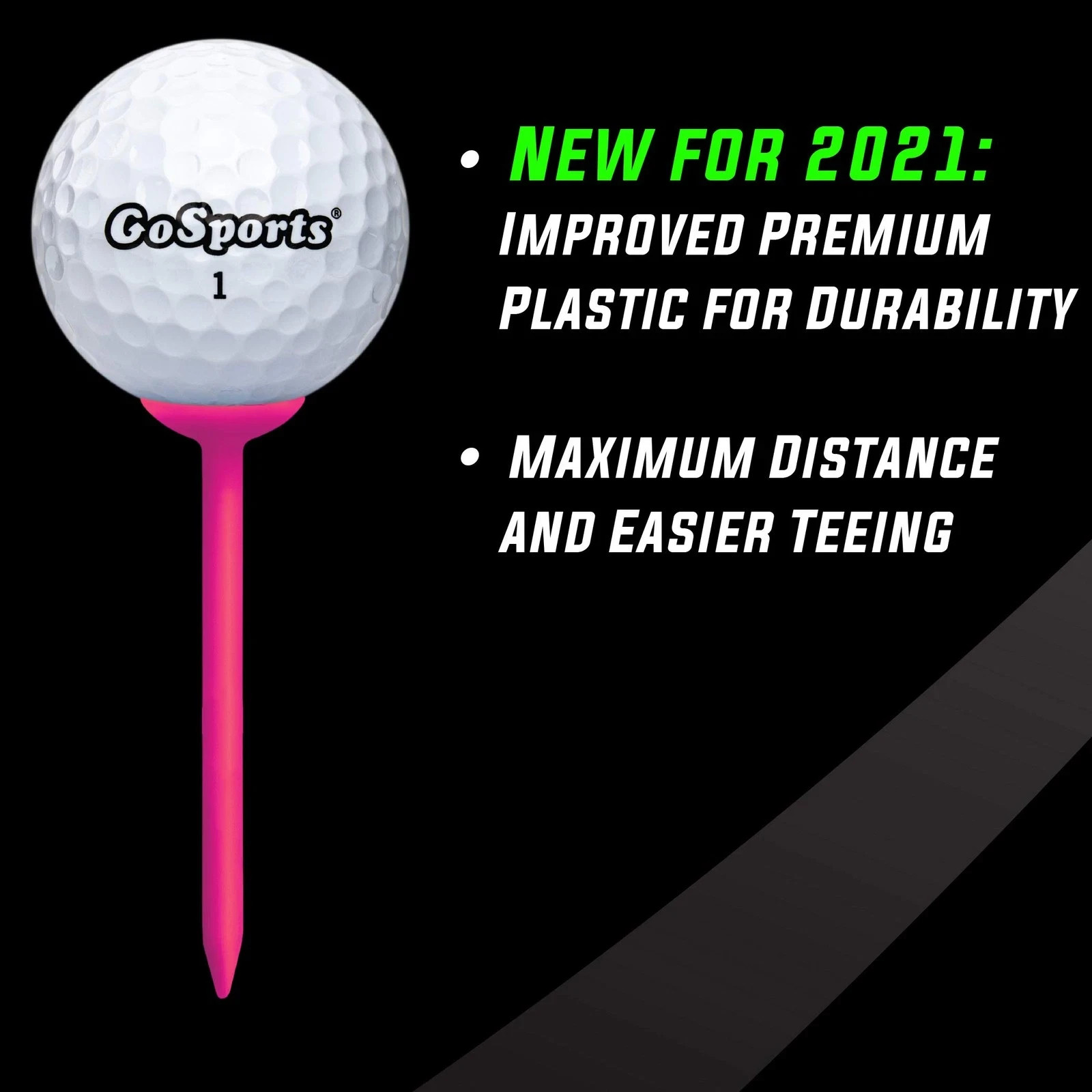 GoSports 3.25” Widemouth Plastic Golf Tees | 60 Tee Player’s Pack - Max