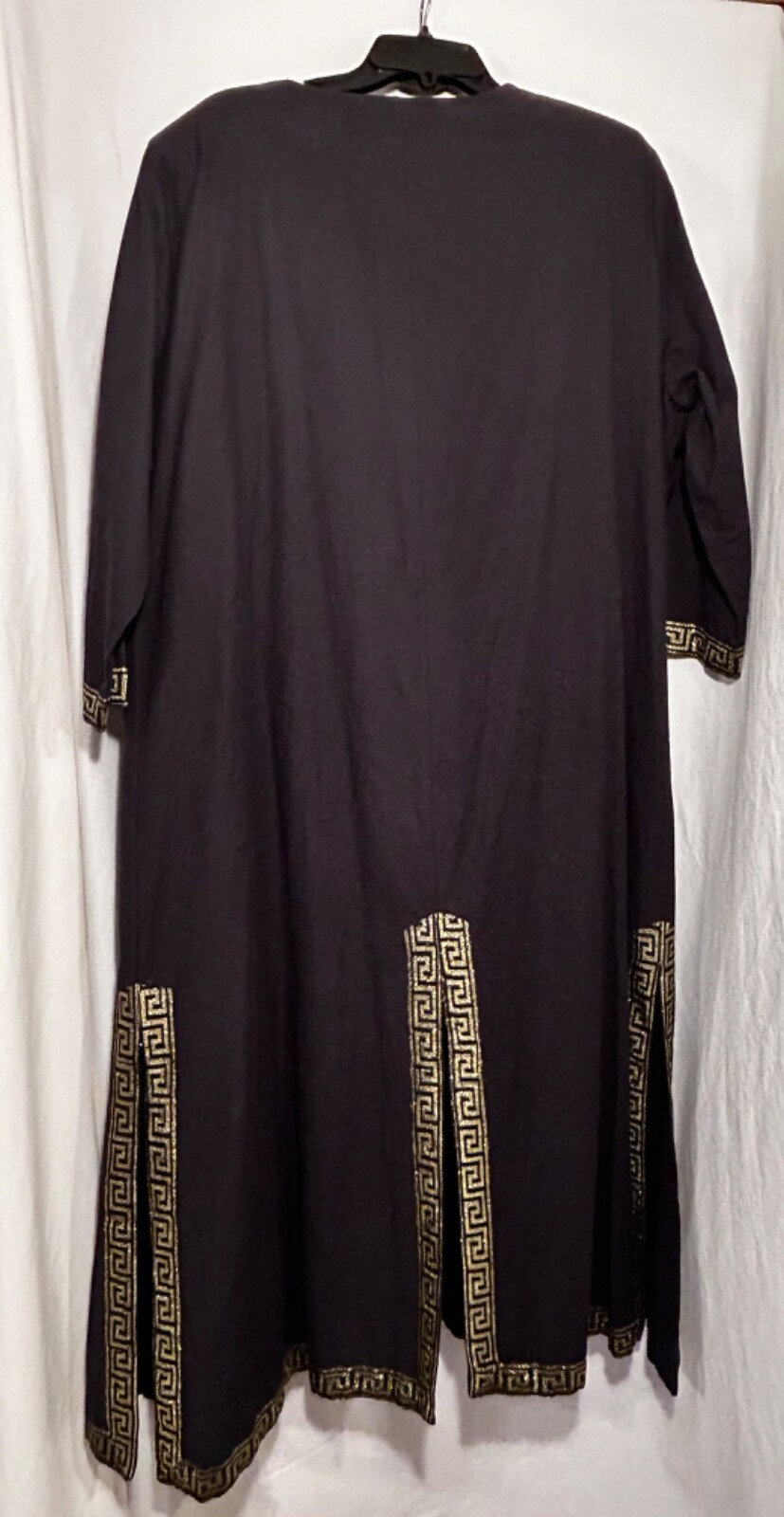 WOMENS ONE SIZE BLACK GOLD 2 PIECE SHERMARKE KAFTAN PULLOVER DRESS