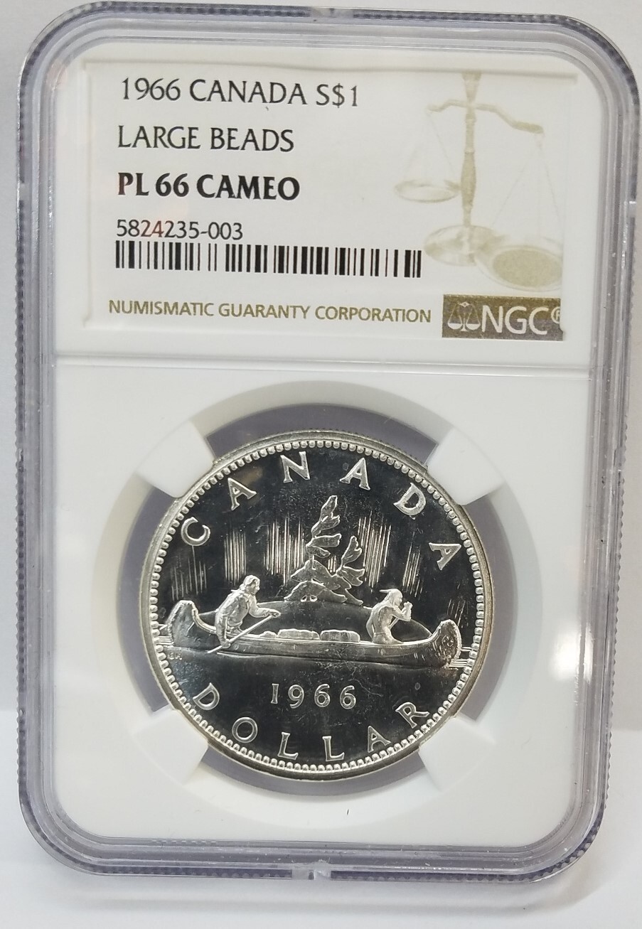 1966 Canada $1 Large Beads PL66 Cameo