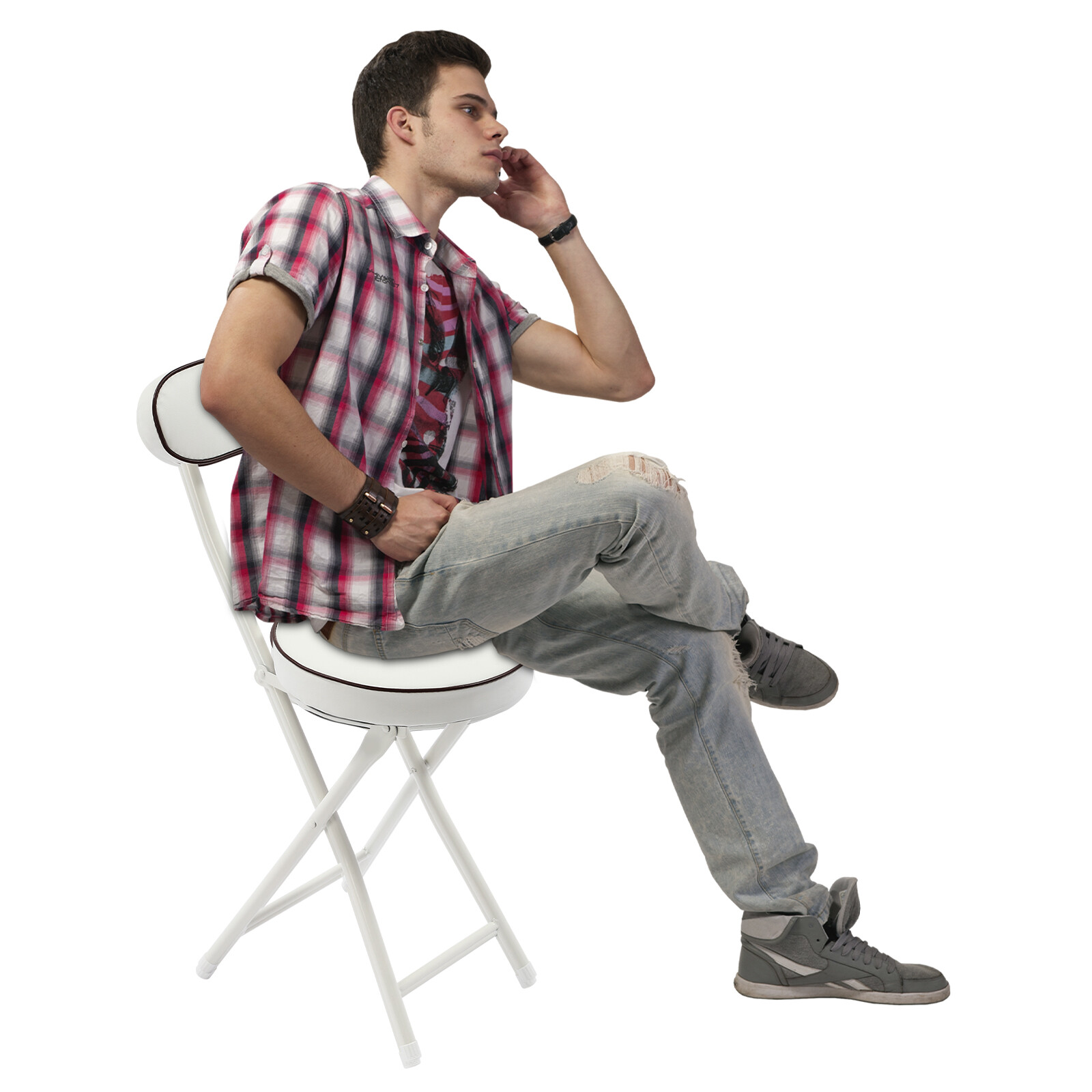 4pcs Upholstered Counter Stool Bar Stool Portable Folding Kitchen Dining Chair��
