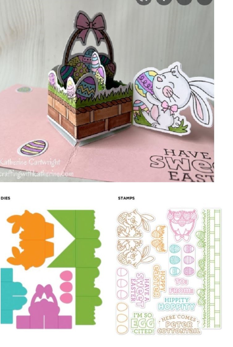 Diamond Press Easter Basket Pop-Up Card 15pc Stamp and 5pc Die Kit 786633