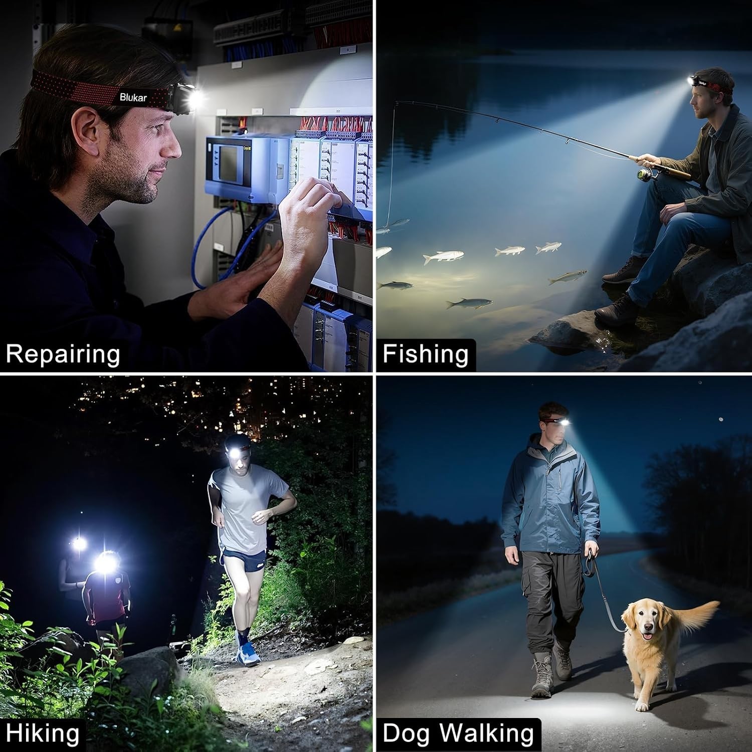 Super Bright Rechargeable Headlamp - 8 Modes Motion Sensor & Waterproof Design