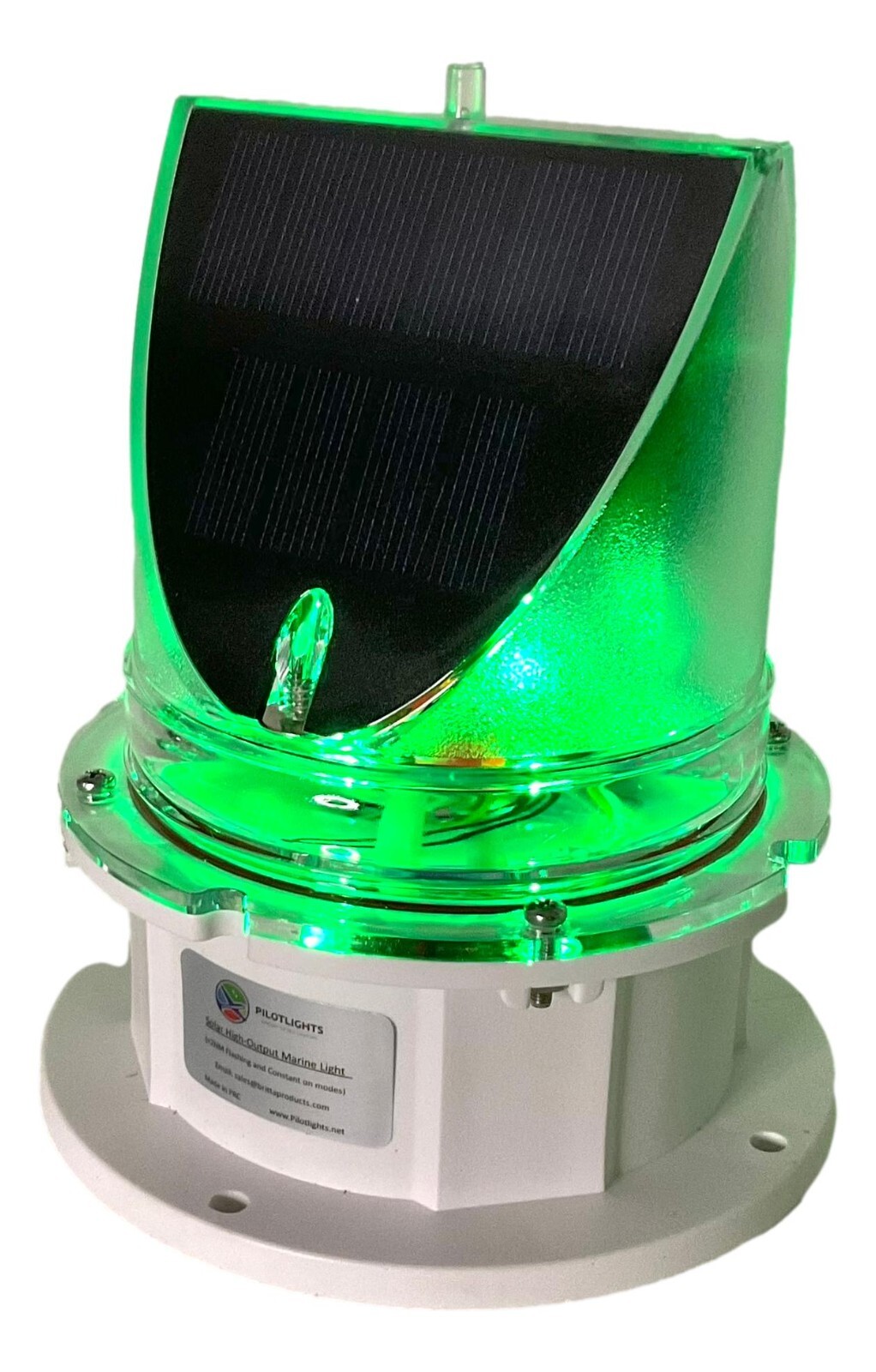 Marine Solar Warning Light - PRO GREEN LED Marine Dock Barge Safety Beacon Light