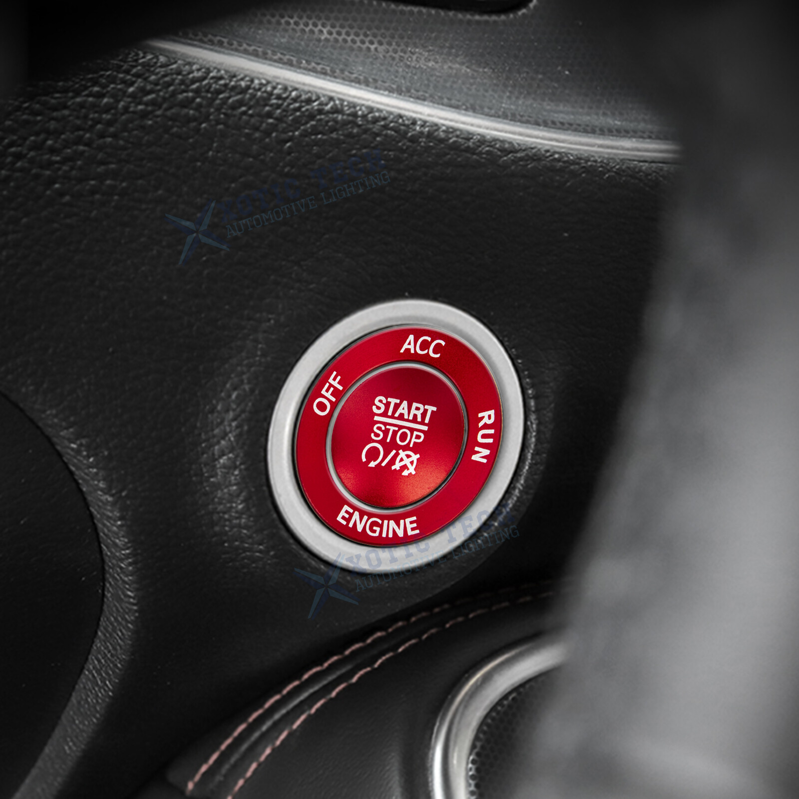Red Engine Push Start Button & Surrounding Ring Fit Dodge Charger Challenger 10+