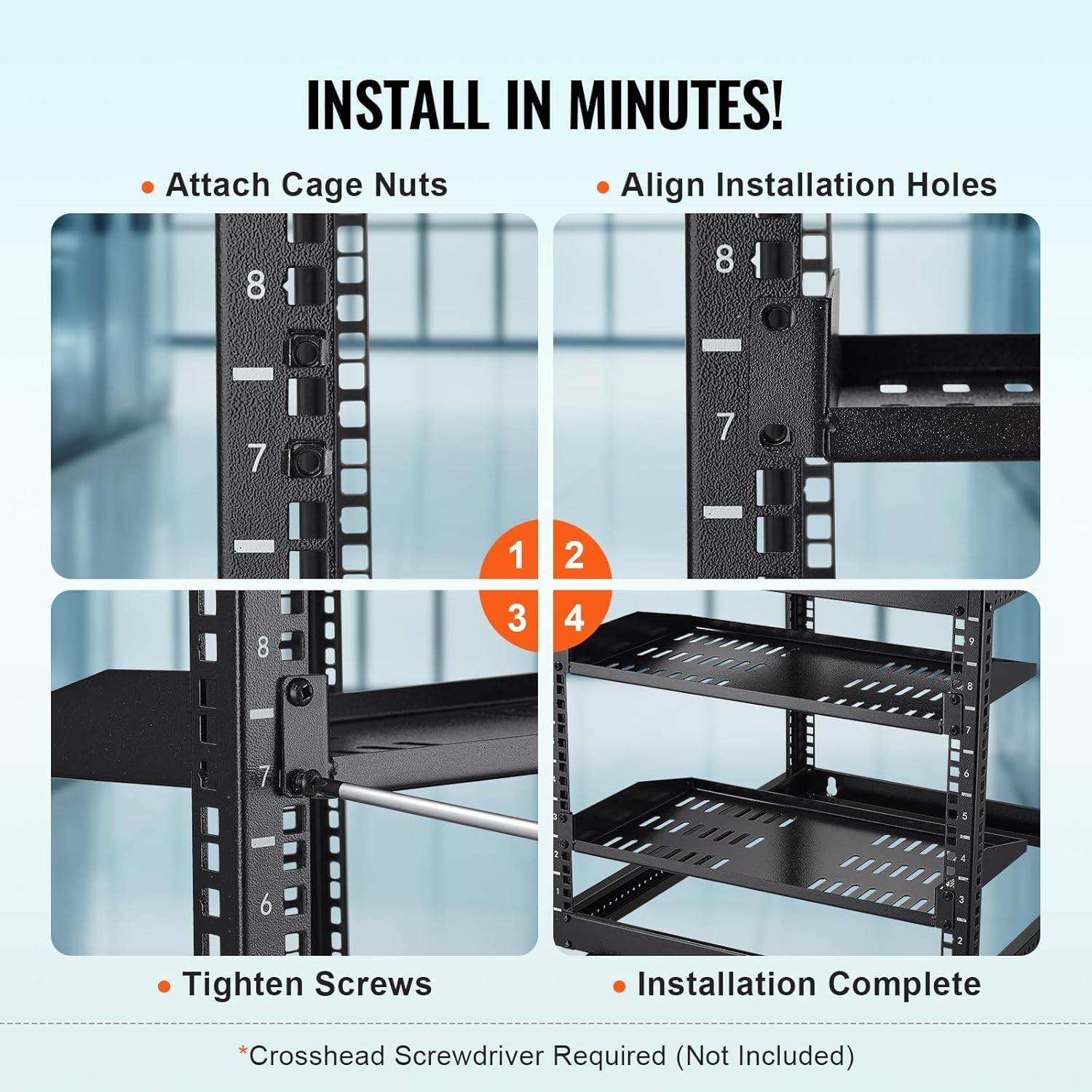 Vented 1U Server Rack Shelf - 2PCS, Ideal for Organizing 19" Network Equipment