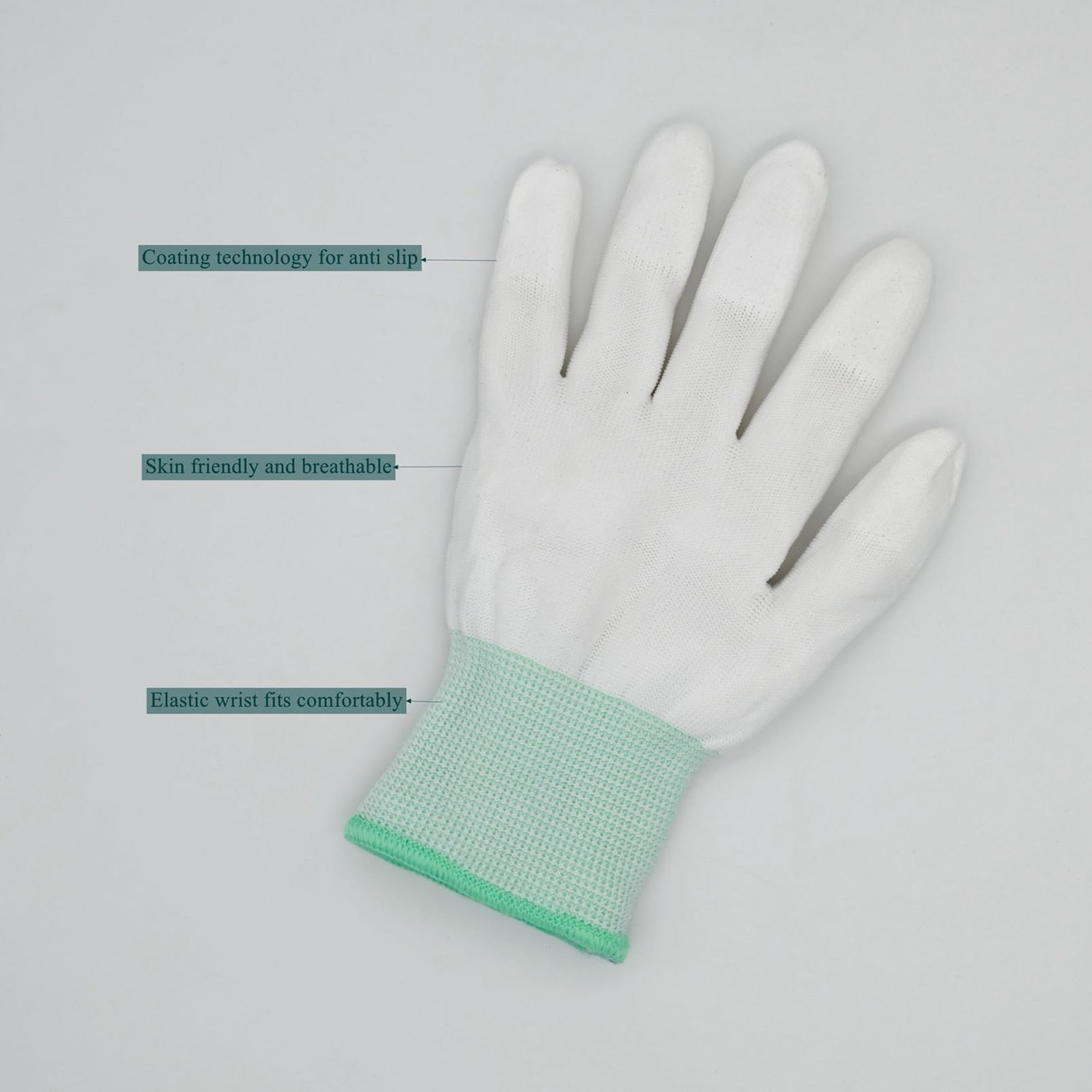 Quilting Gloves for Free-Motion Sewing (1 Pair) White