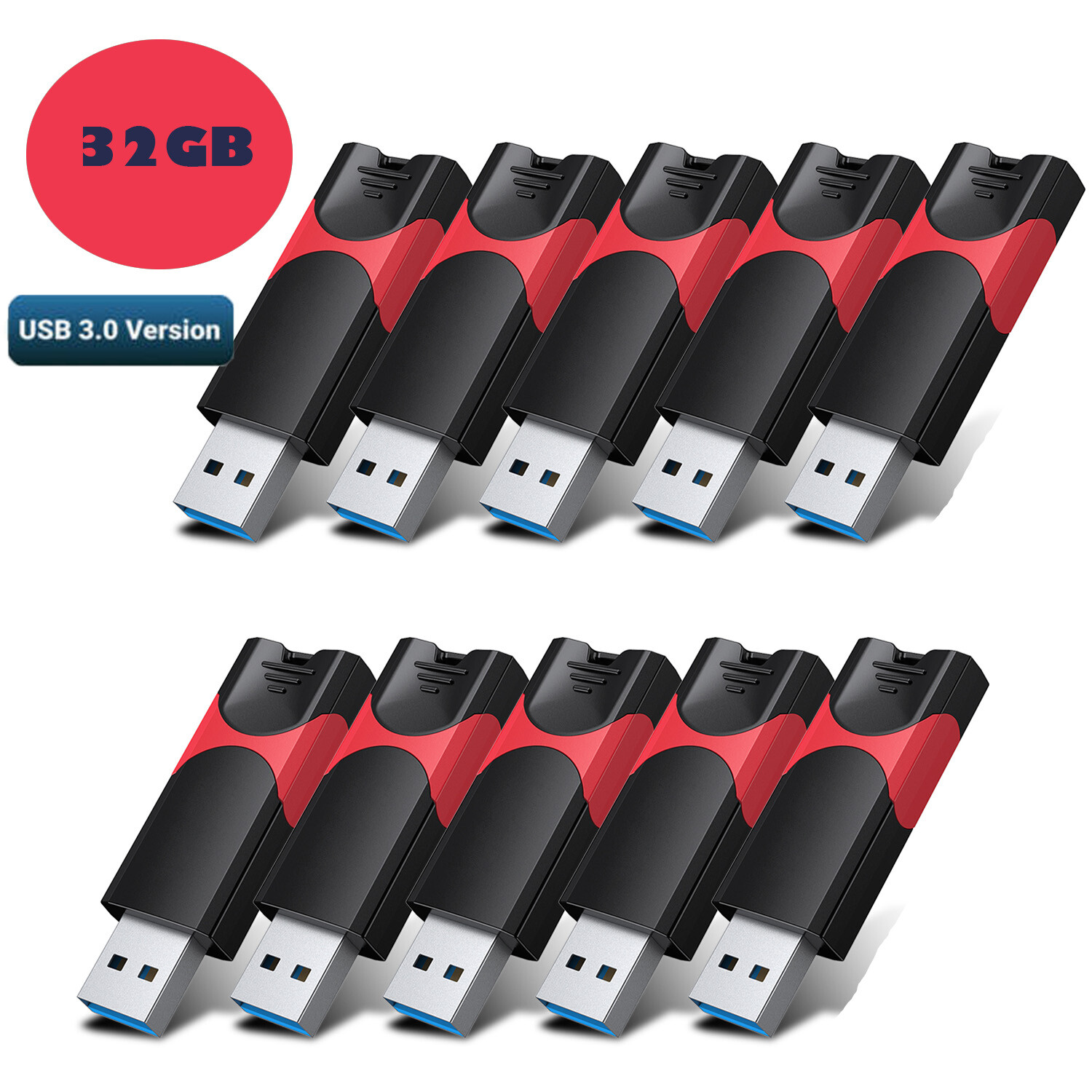 Wholesale 5/10/30/100Pack USB 3.0 32GB Retractable Flash Drive Memory High Speed