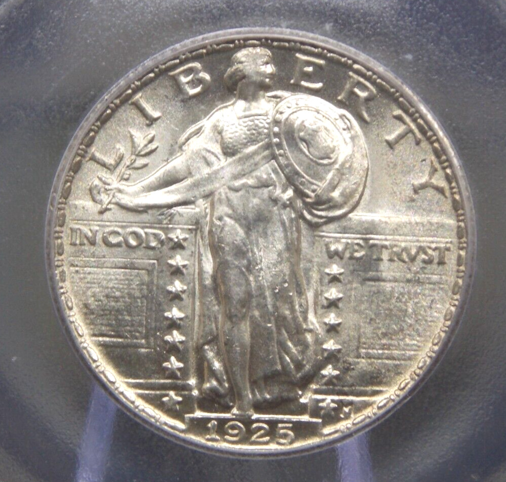 1925 "P" Standing Liberty SILVER Quarter SLQ 25c ICG MS63 #301 BU Unc ECC&C, Inc
