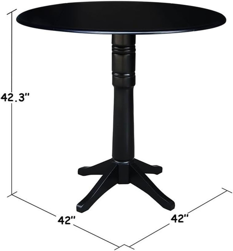 42" round Dual Drop Leaf Pedestal Table 42.3" H