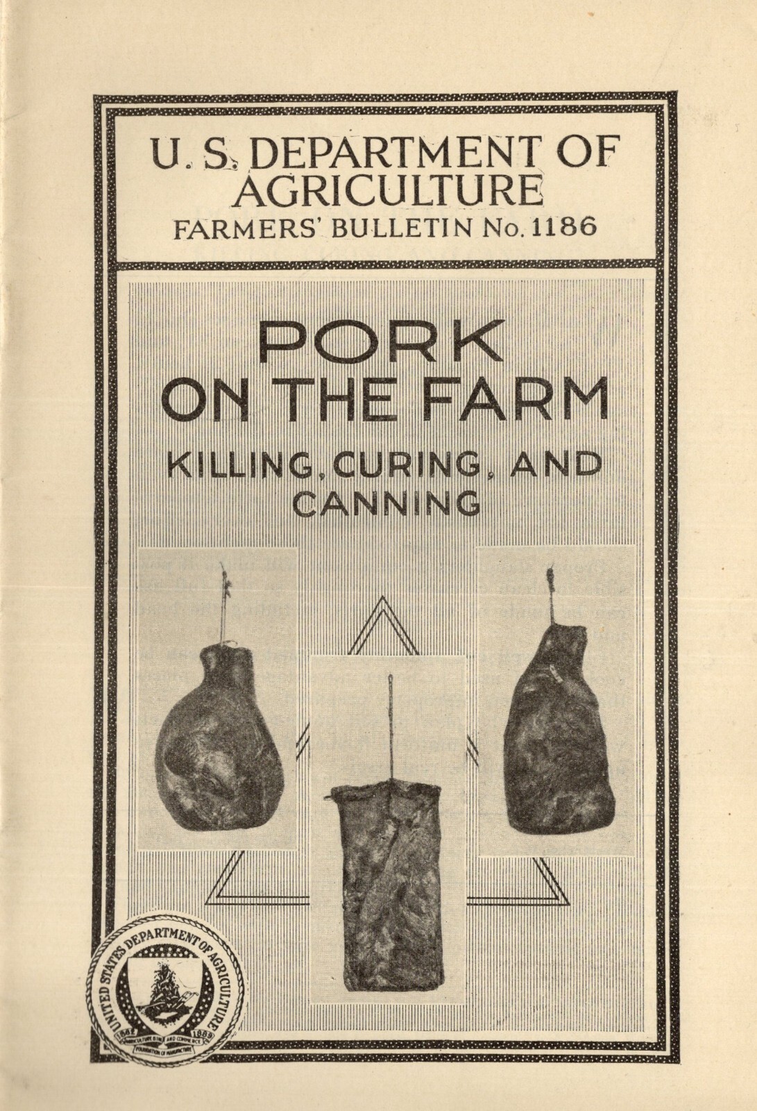1932 "Pork on the Farm" Dept. of Agriculture Farmers' Bulletin #1186 Booklet