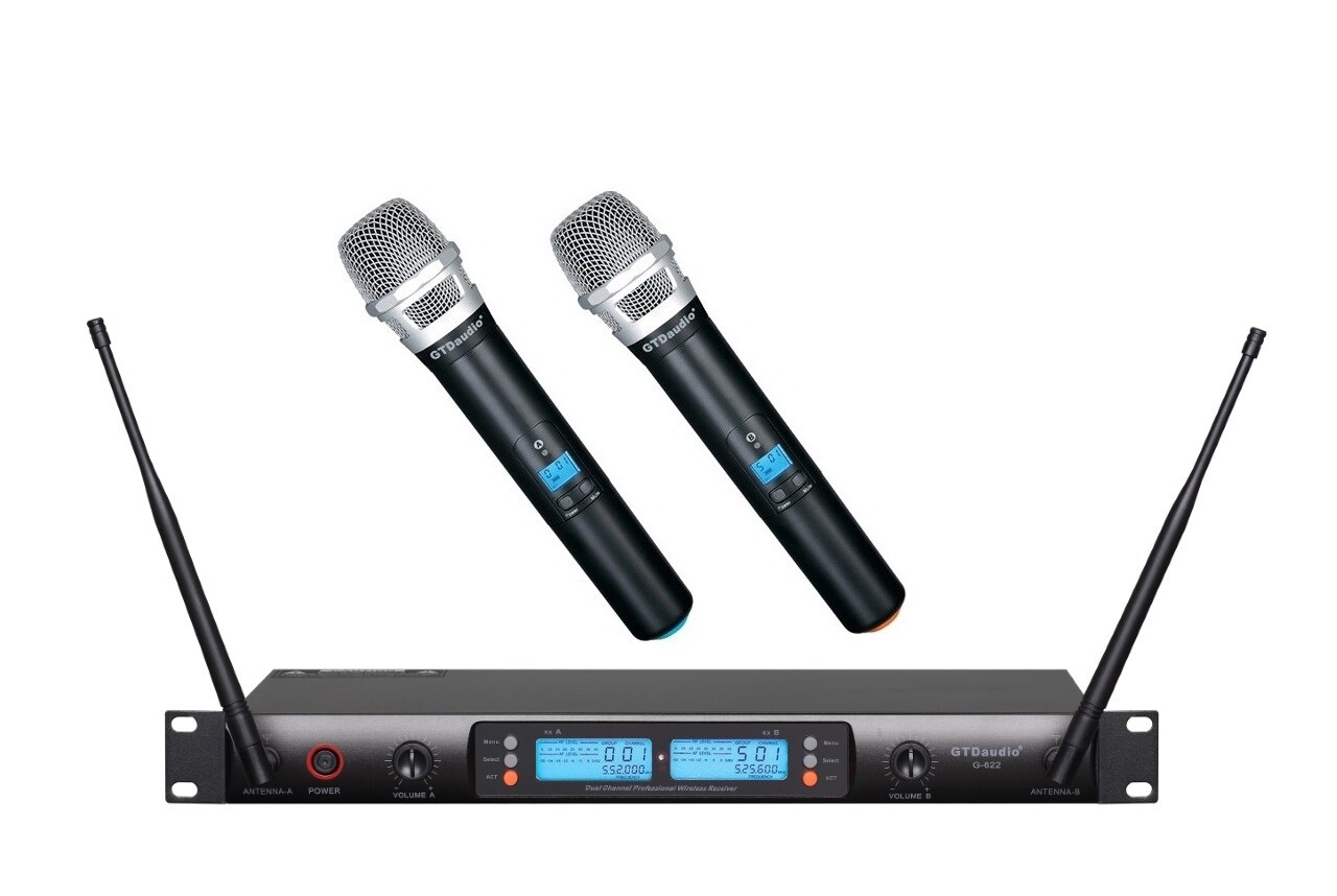 GTD  2x100 Adjustable Channel UHF Wireless Handheld Microphone Mic System 622H