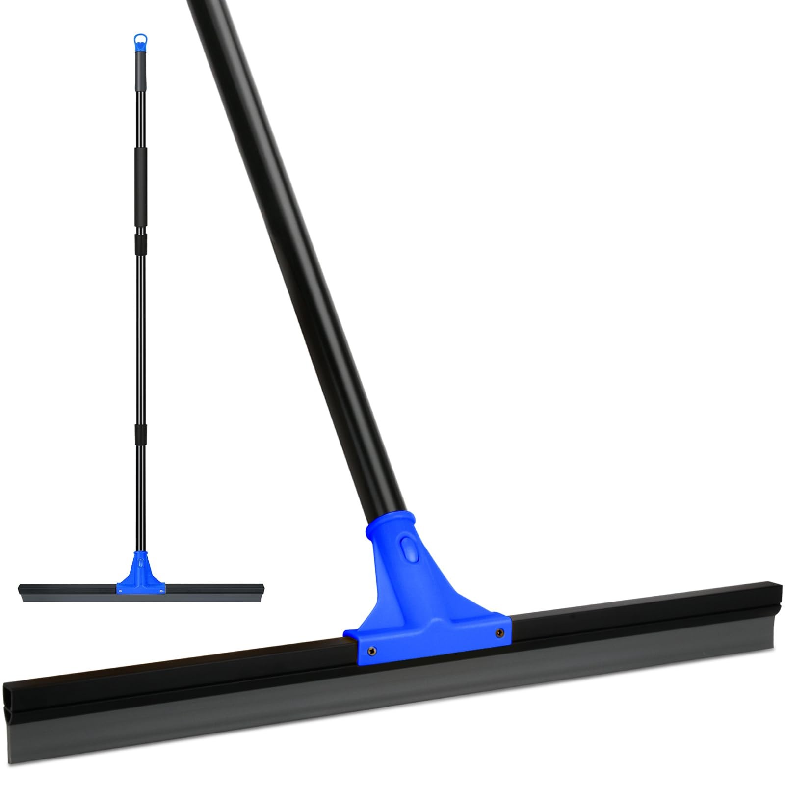 Floor Squeegee for Concrete and Tile Cleaning, 24'' Rubber Wiper 24'', Blue