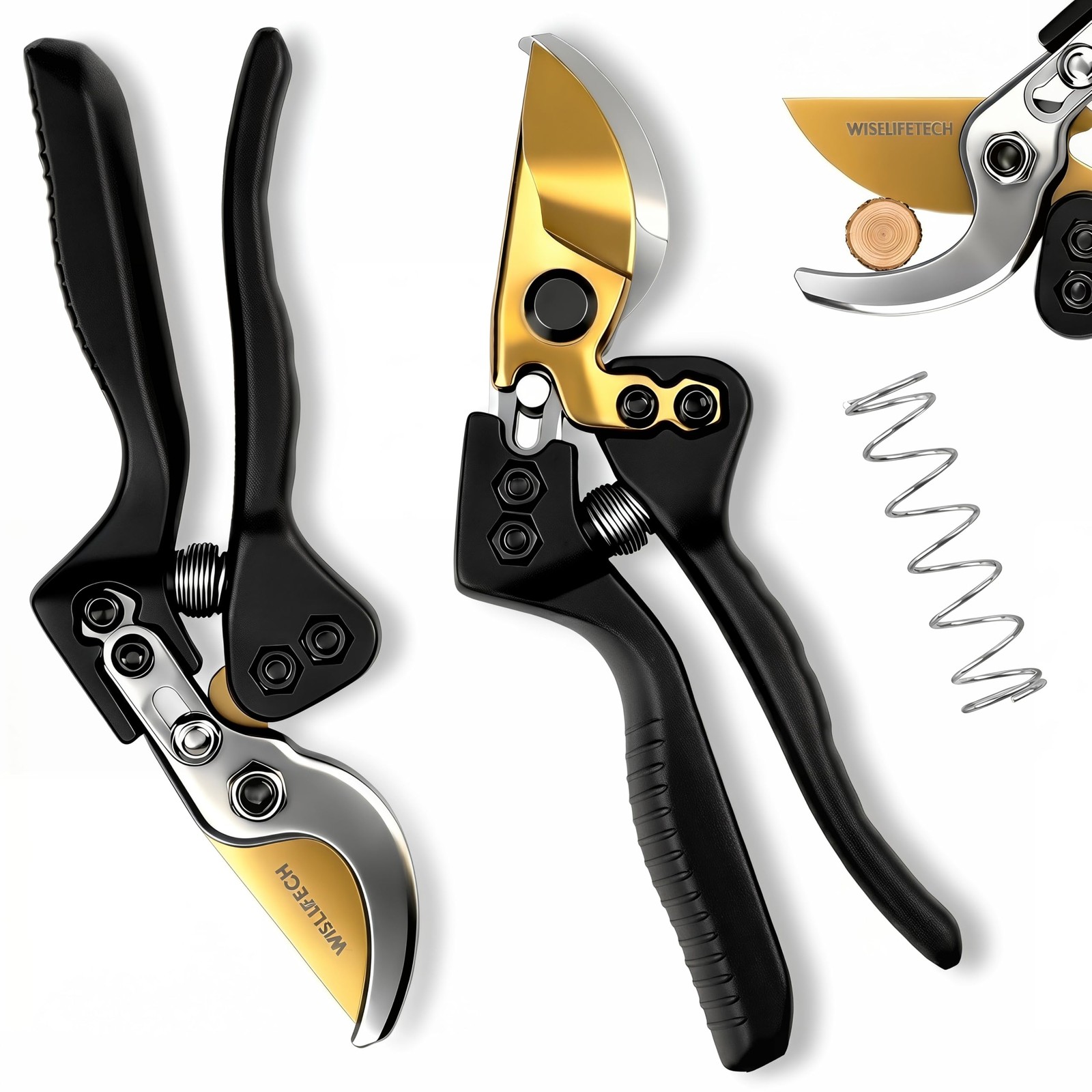 Wiselifetech Pruning Shears, Sharp Clean Cut SK5 Steel 8" Garden Black