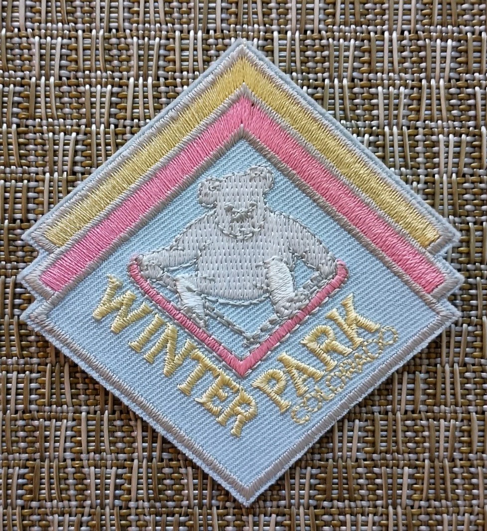 Vintage Winter Park Colorado Ski Patch 1980s  Pink & Powder Blue w Bear Iron On