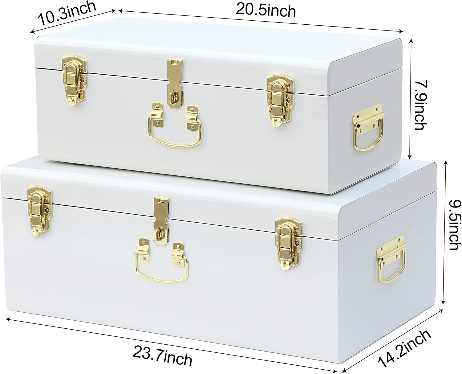 2-Pc Decorative Metal Storage Trunk Set with Lock