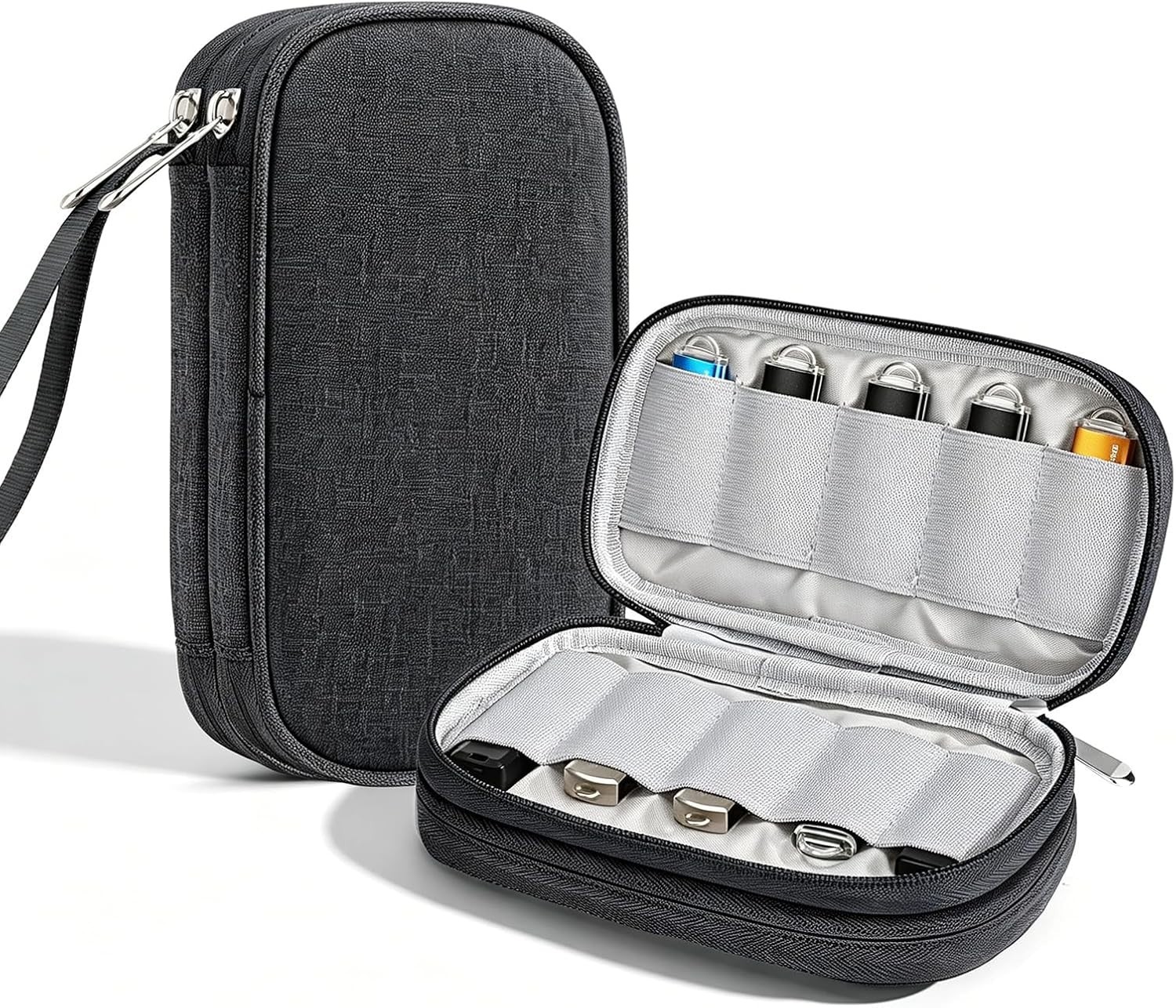 20 Slots USB Flash Drive Case, Double Layer Cloth Thumb Drive Organizer, Port...