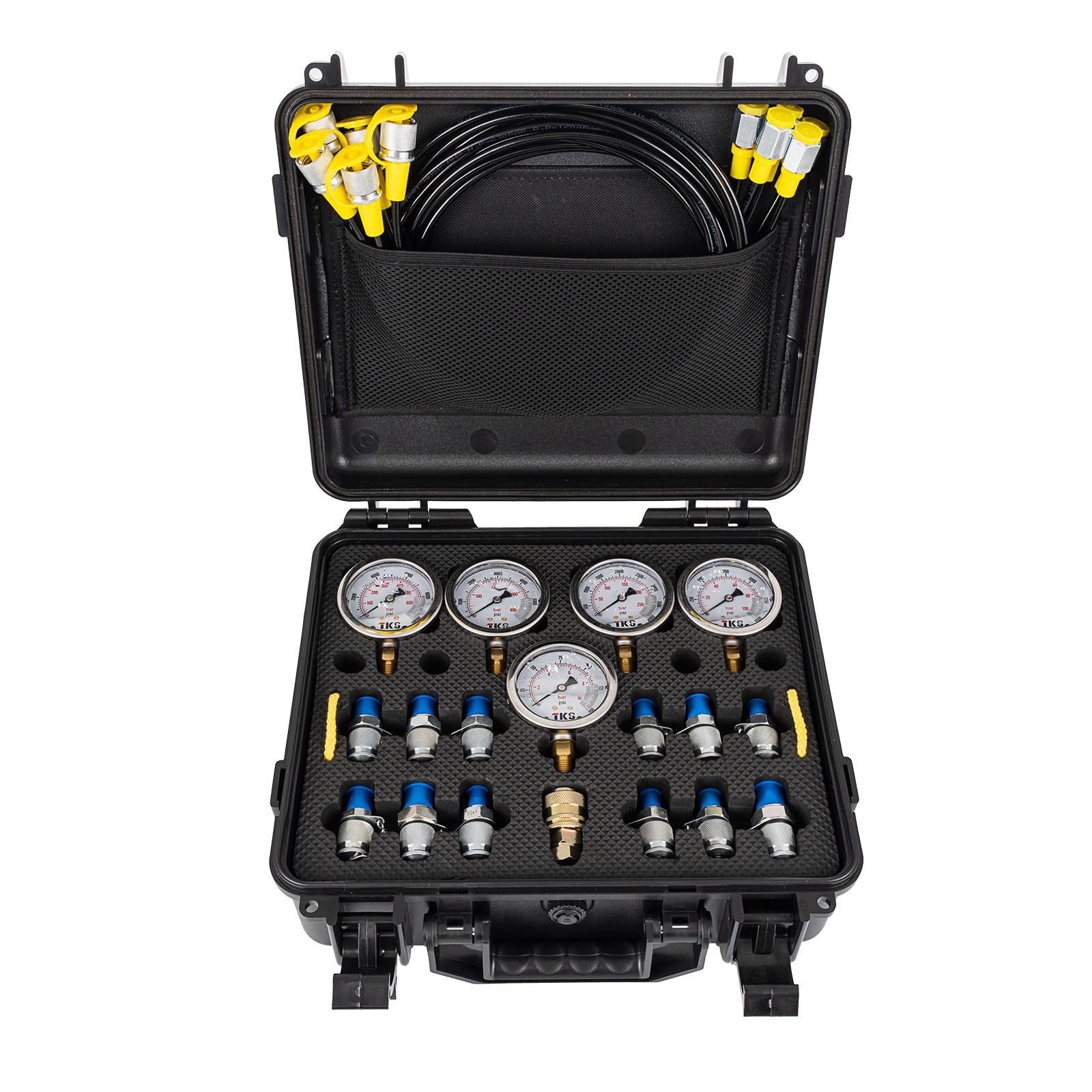 Hydraulic Pressure Test Kit 10000psi 5 Hoses 5 Gauges 13 Couplings 14 Connectors