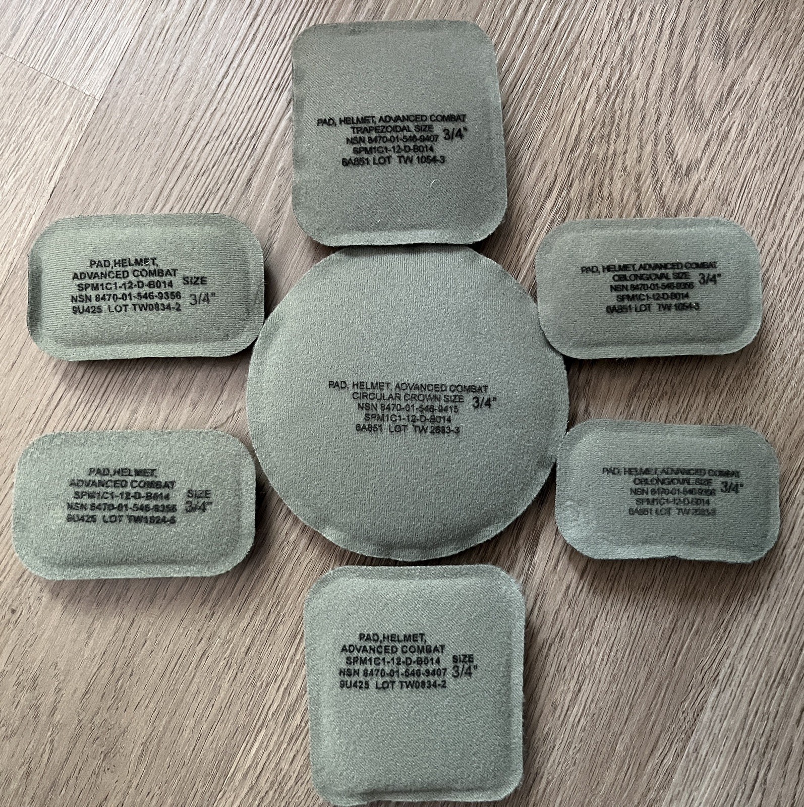 US Military Foliage Green ACH Pad Set Advanced Combat Helmet Pads Complete ACU