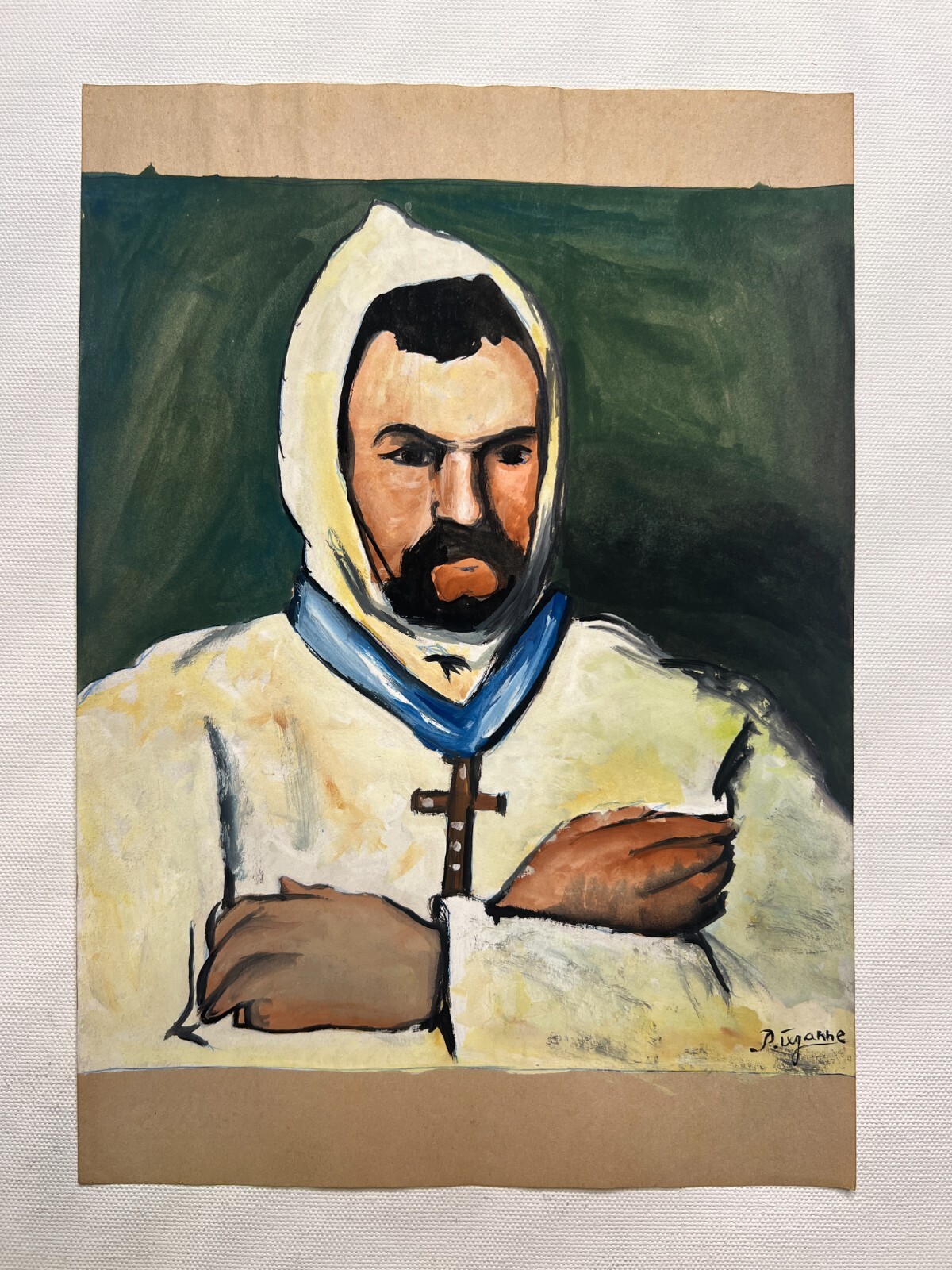 PAUL CEZANNE  Drawing on paper (Handmade) signed and stamped vintage art  mixed